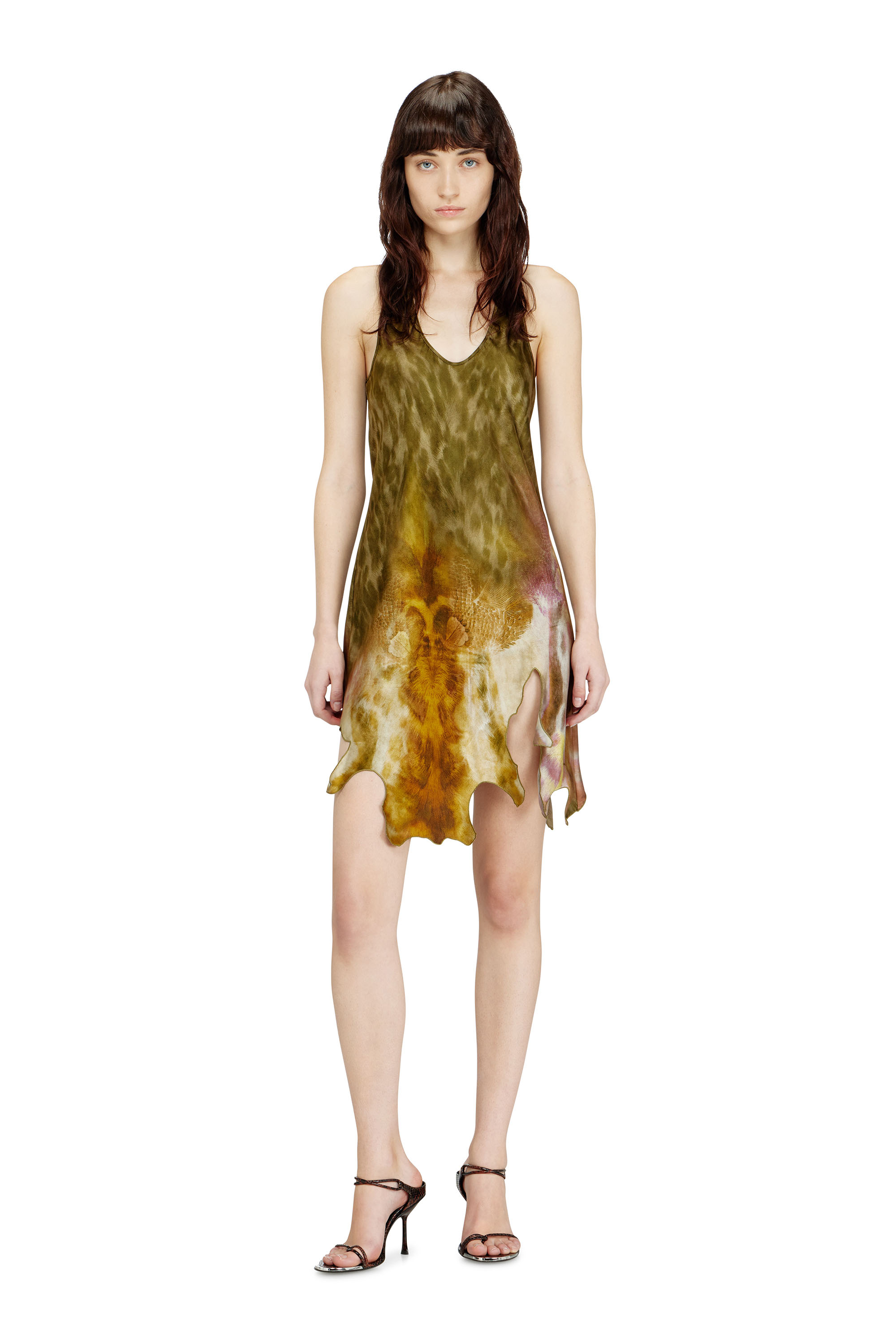 Diesel - D-AHIUL, Abito corto in raso con orlo irregolare Donna in Multicolor - 3