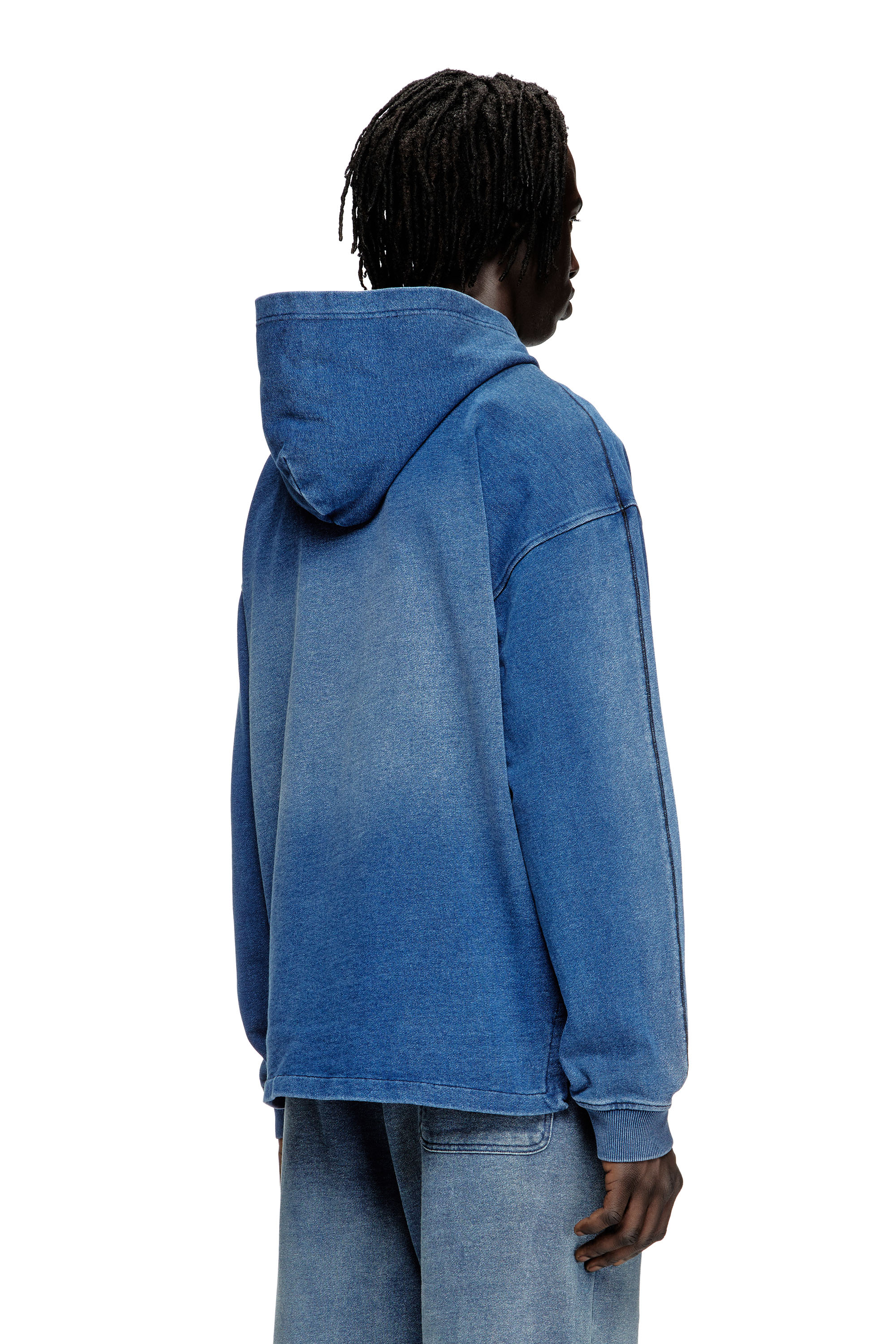 Diesel - S-BLAXT-HOOD-ZIP-NEW, Hoodie in jersey effetto denim Uomo in ToBeDefined - 4