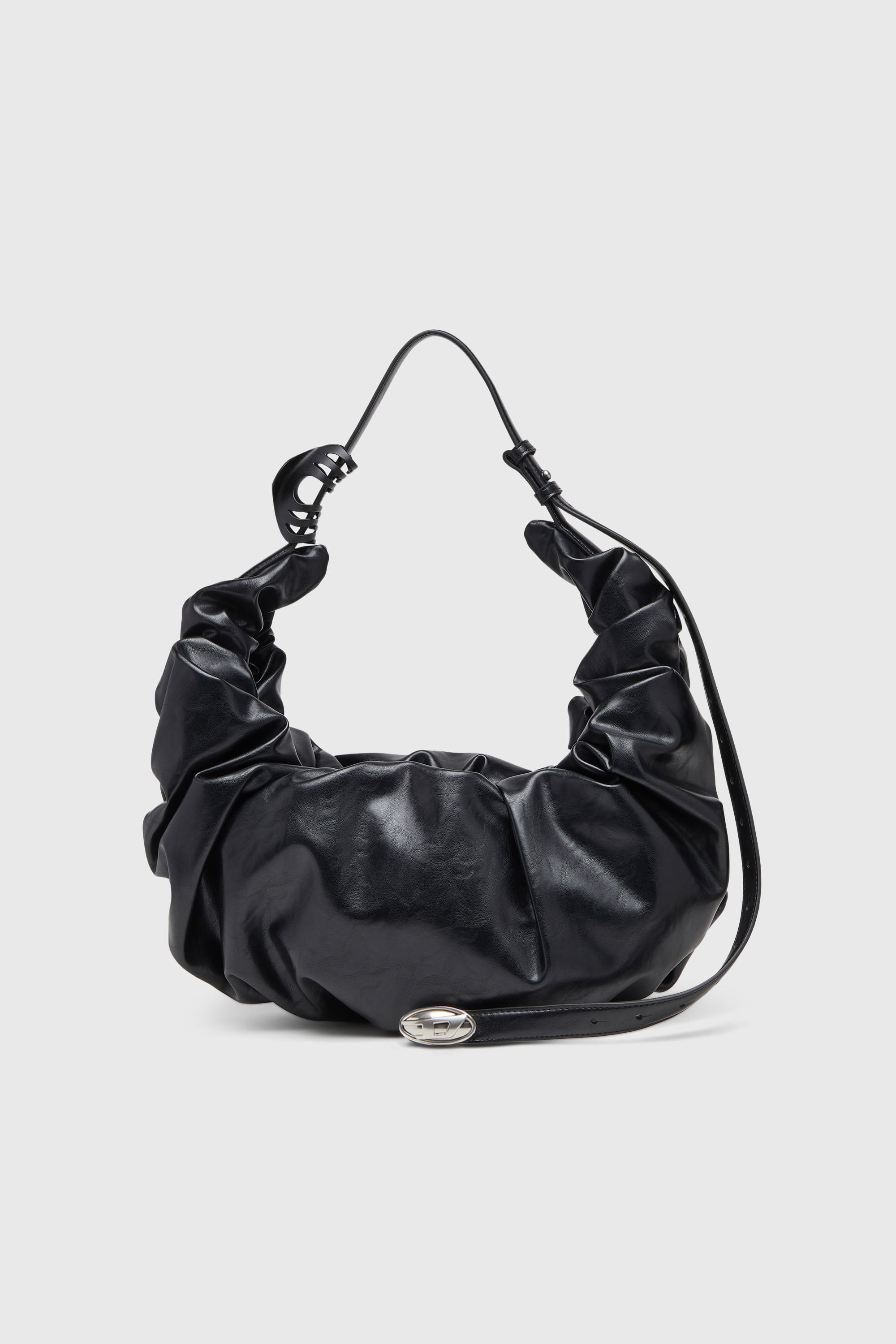 Diesel - GRAB-D HOBO L, Woman's Grab-D-Large scrunched hobo bag in Black - 1