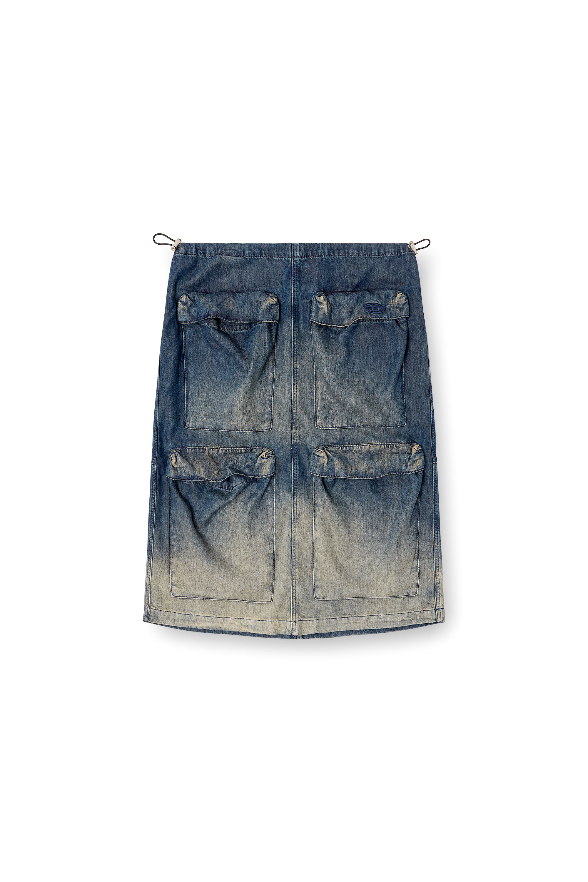 Diesel - DE-MEGI-S, Gonna midi in denim fluido dégradé Donna in Blu - 3