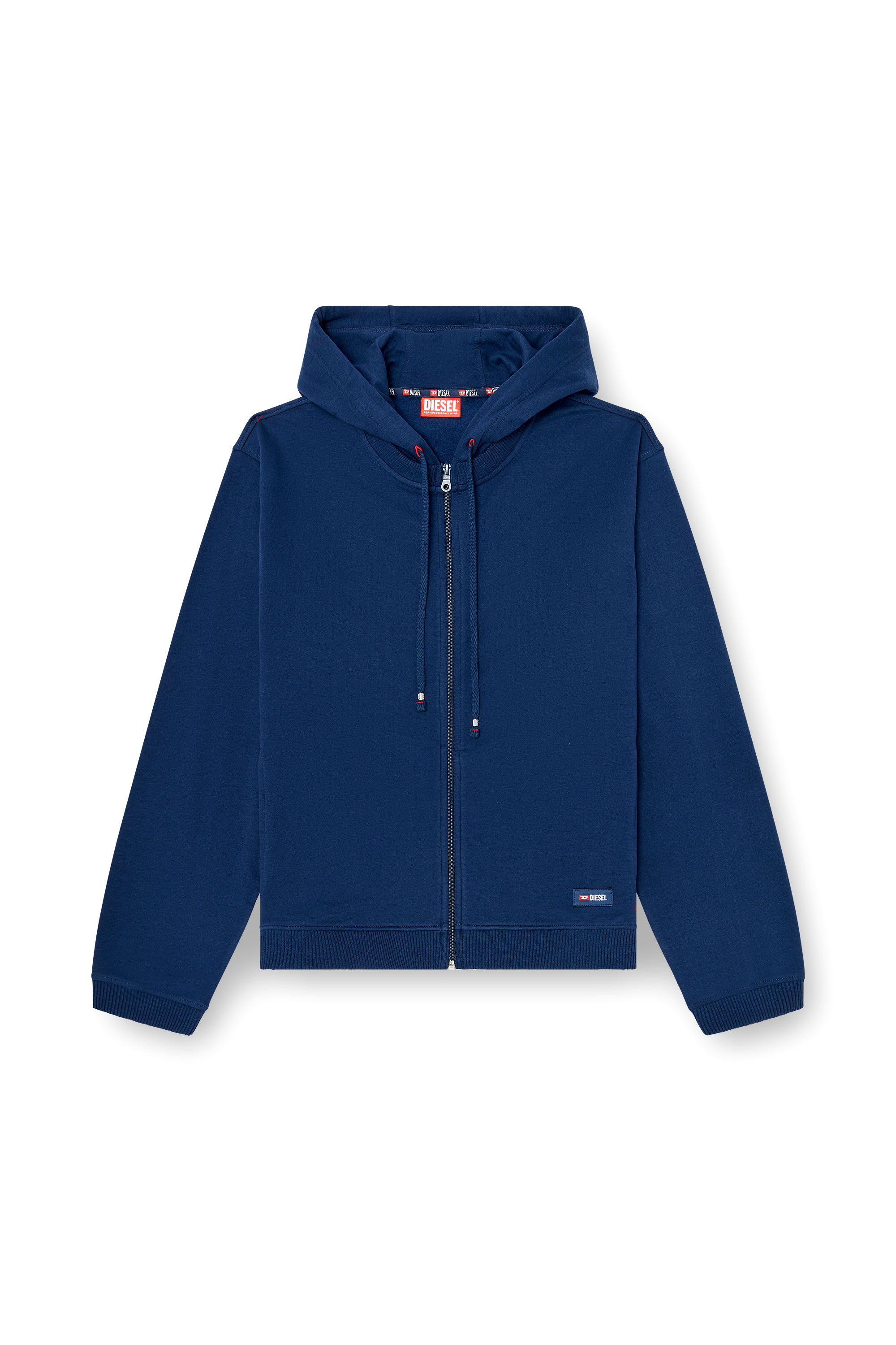 Diesel - JOY-D-CORE, Felpa con cappuccio in misto cotone smerigliato Uomo in Blu - 3