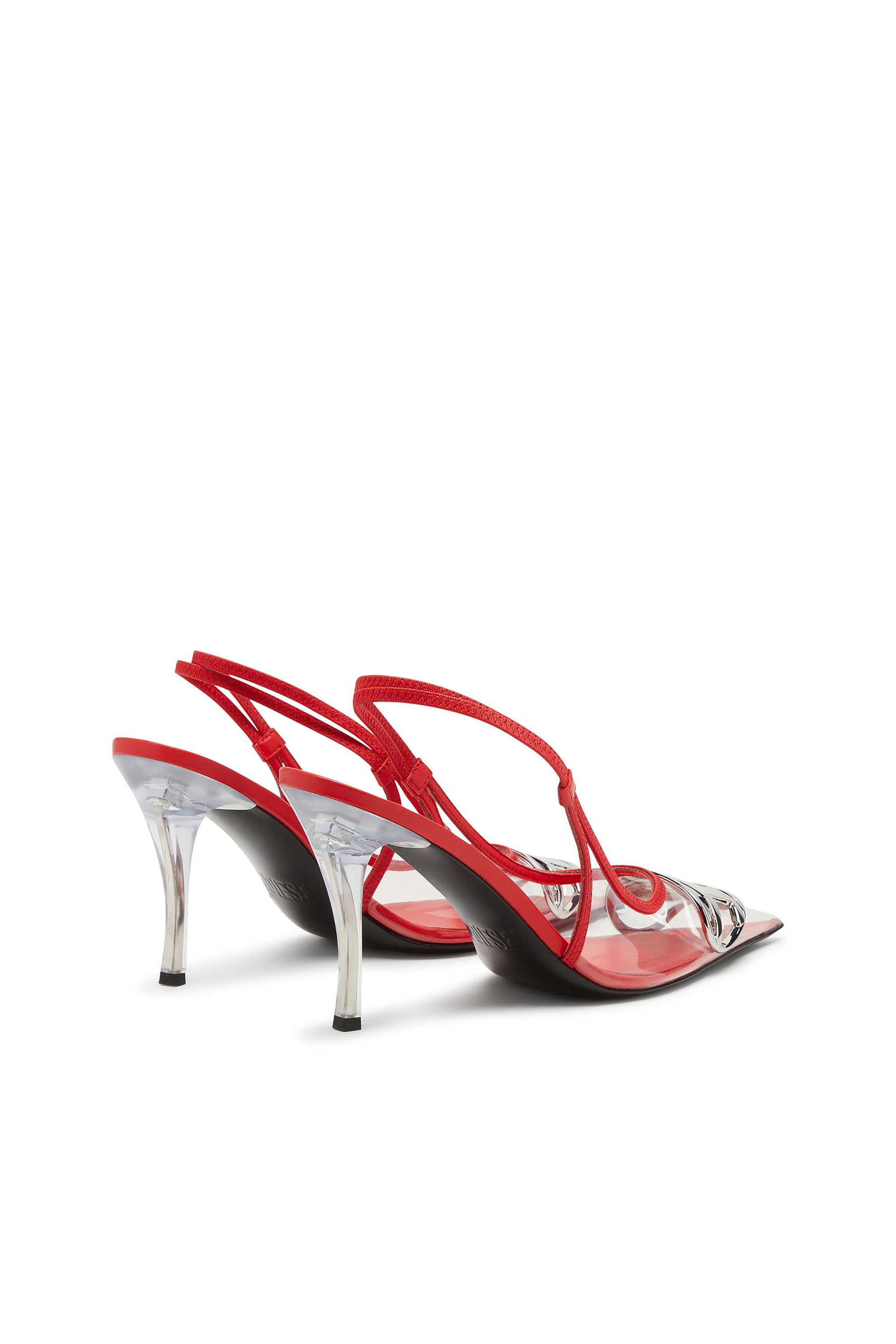 Diesel - D-VENUS SB, D-Venus-Slingback trasparenti con bordi in pelle Donna in Rosso - 4
