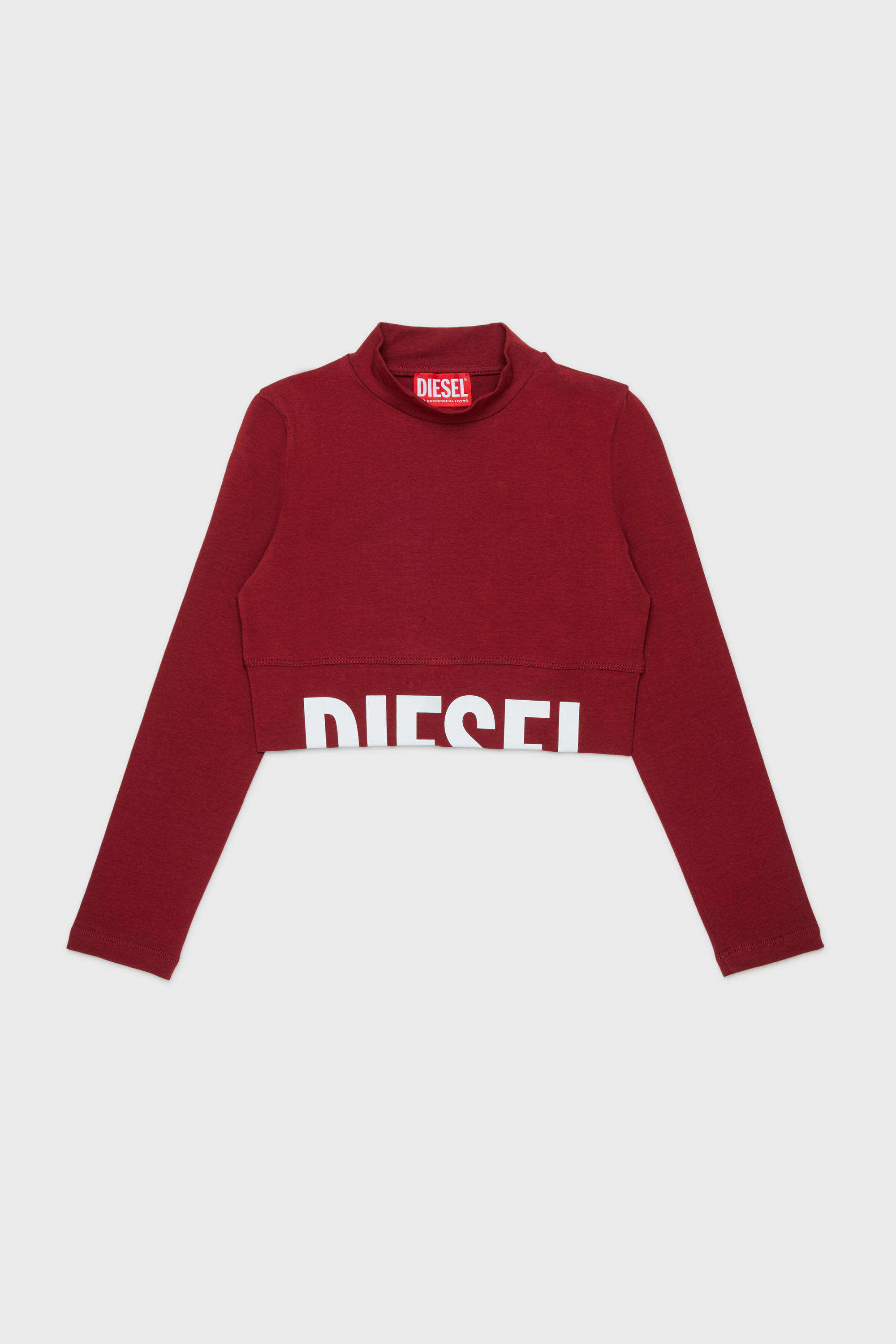 Diesel - TCEFILS, Crop top con logo cut-off Donna in Rosso - 1