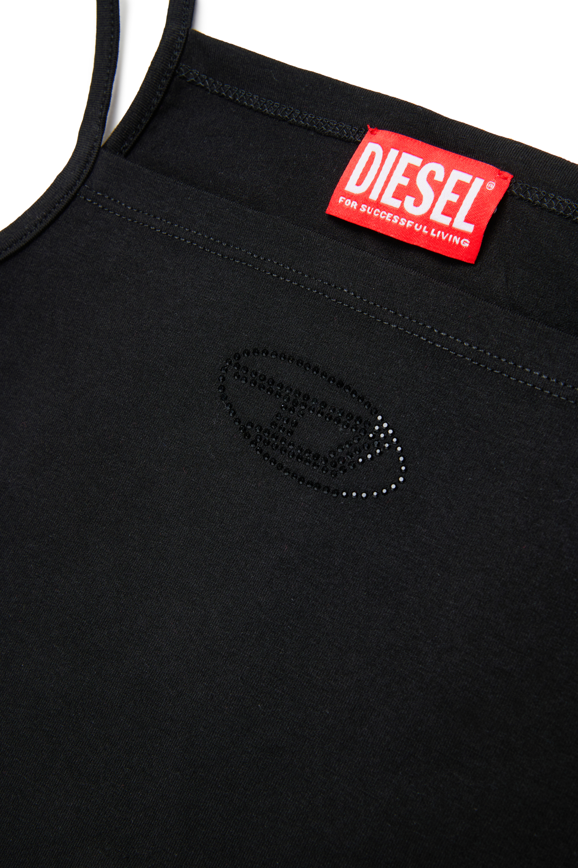 Diesel - TRIND, Top a sottoveste con logo Oval D in cristalli Donna in Nero - 4