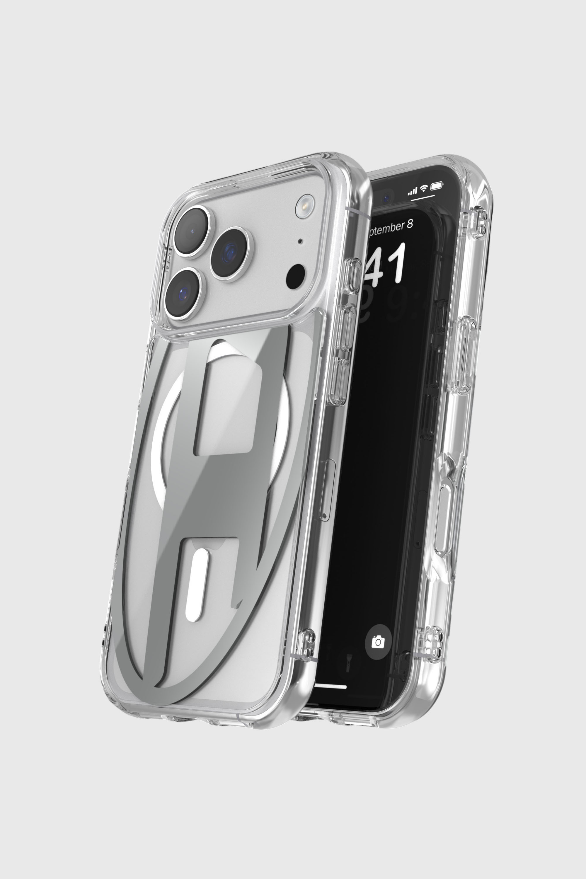 Diesel - 60413 AOP CASE, Custodia Oval D Metallic con Magsafe per iPhone 17 Pro Unisex in Grigio - 4