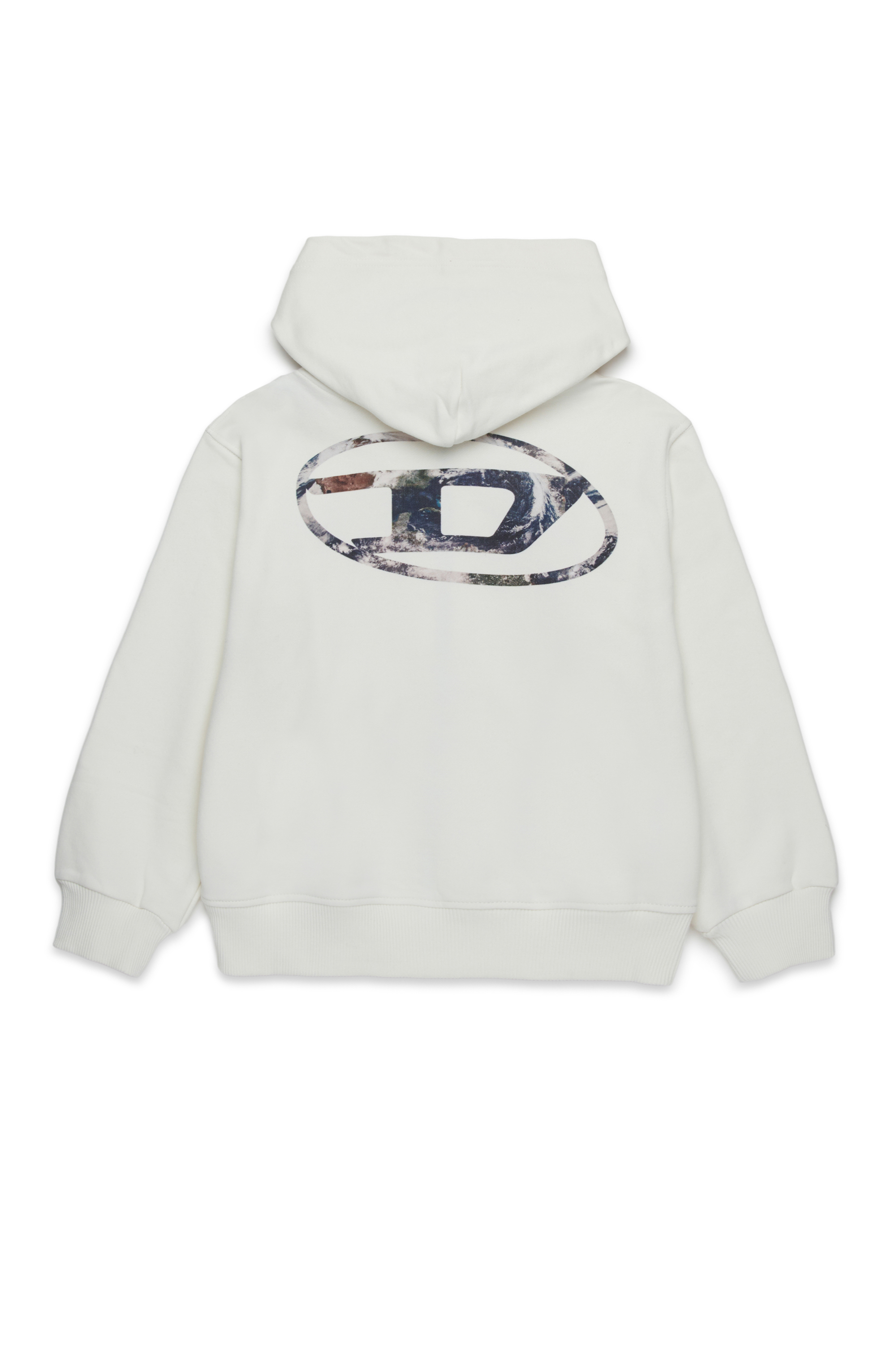 Diesel - SWELTHOODZIP  OVER, Felpa con cappuccio e logo Planet Camo Uomo in Bianco - 2