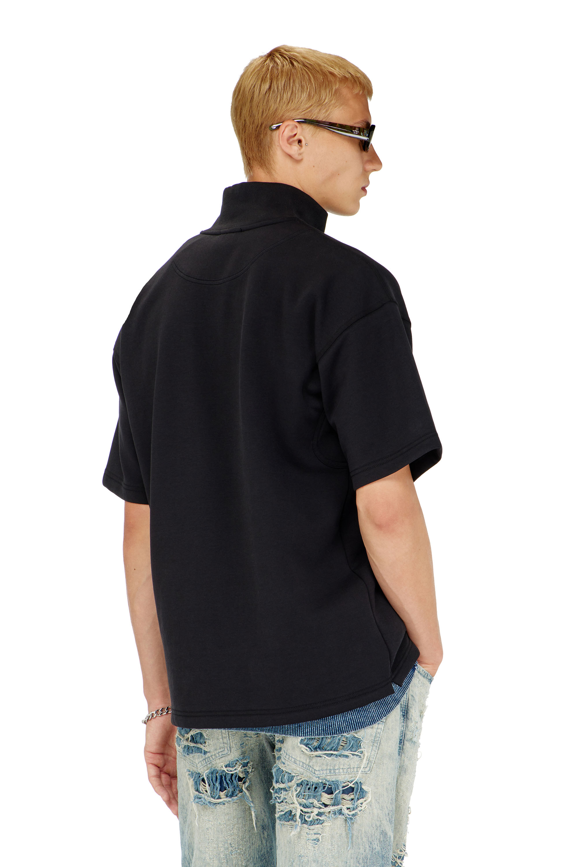 Diesel - S-CUBY, Felpa a manica corta con zip in scuba leggero Uomo in Nero - 4