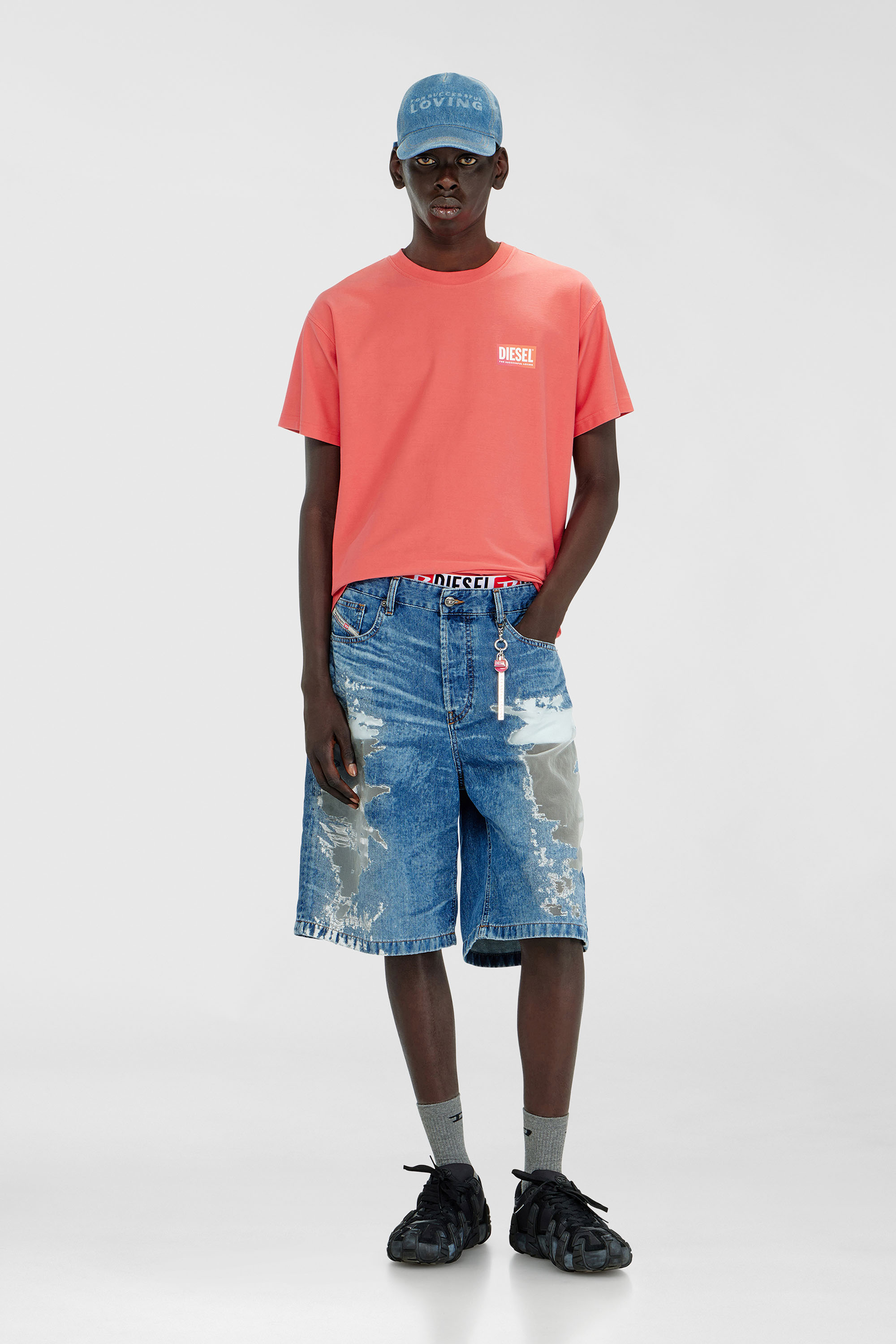 Diesel - PR-DE-SIRE-SHORT, Pantaloni corti in denim devor&eacute; Unisex in Blu - 1