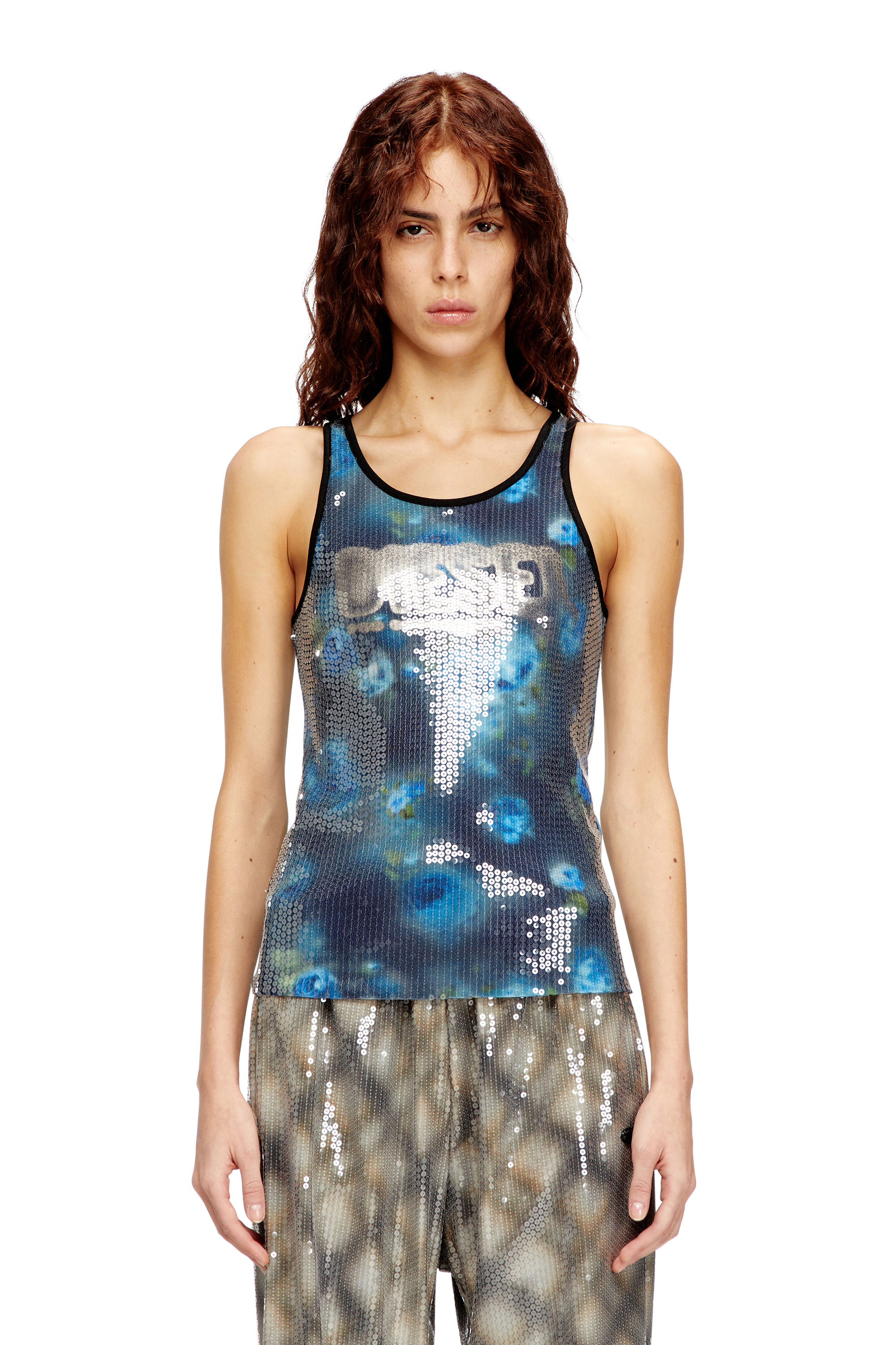 Diesel - T-UNKY, Top in jersey con stampa floreale e paillettes Donna in ToBeDefined - 1