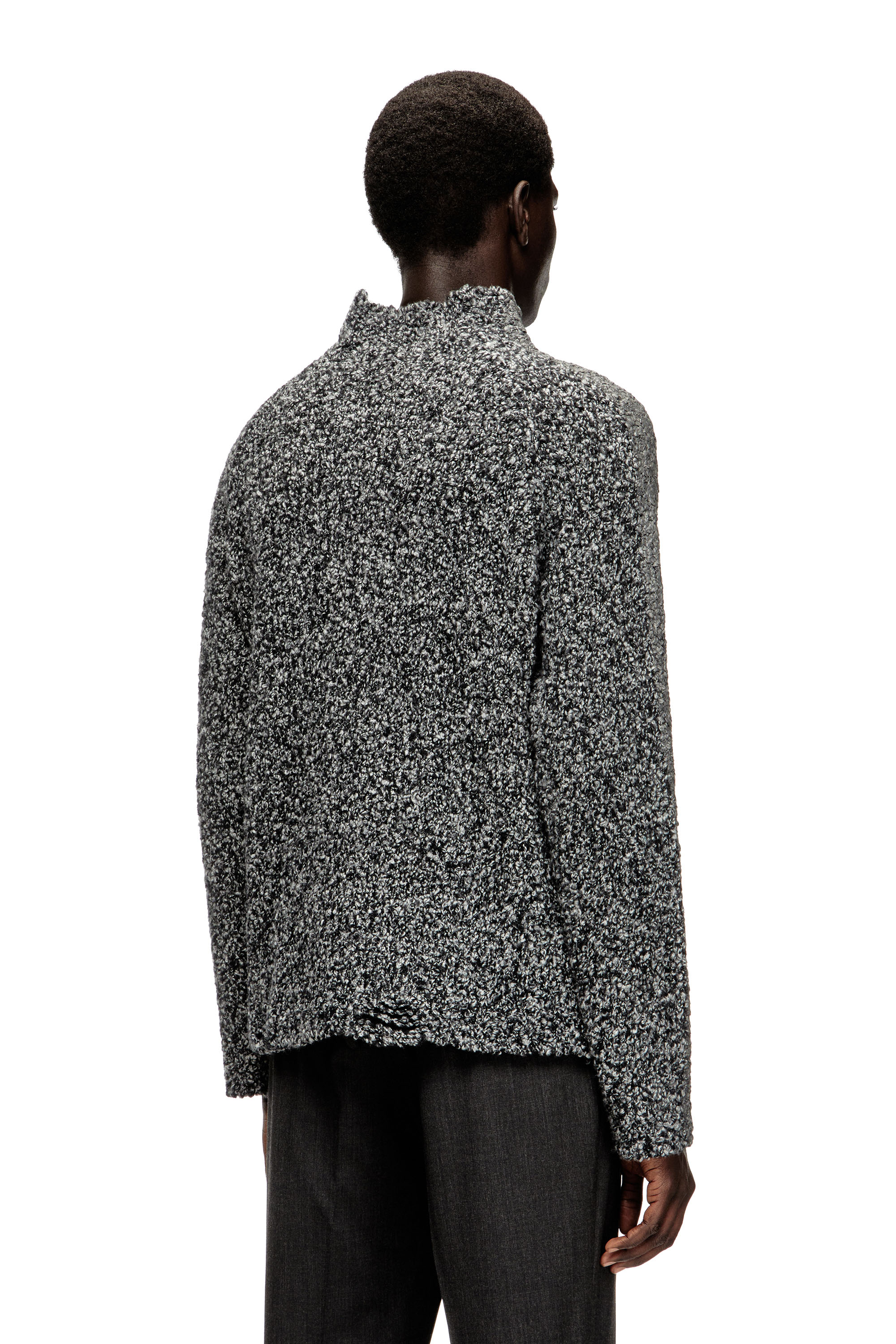 Diesel - K-ERLAND, Maglia bouclé con bande sulle maniche Uomo in Nero - 4