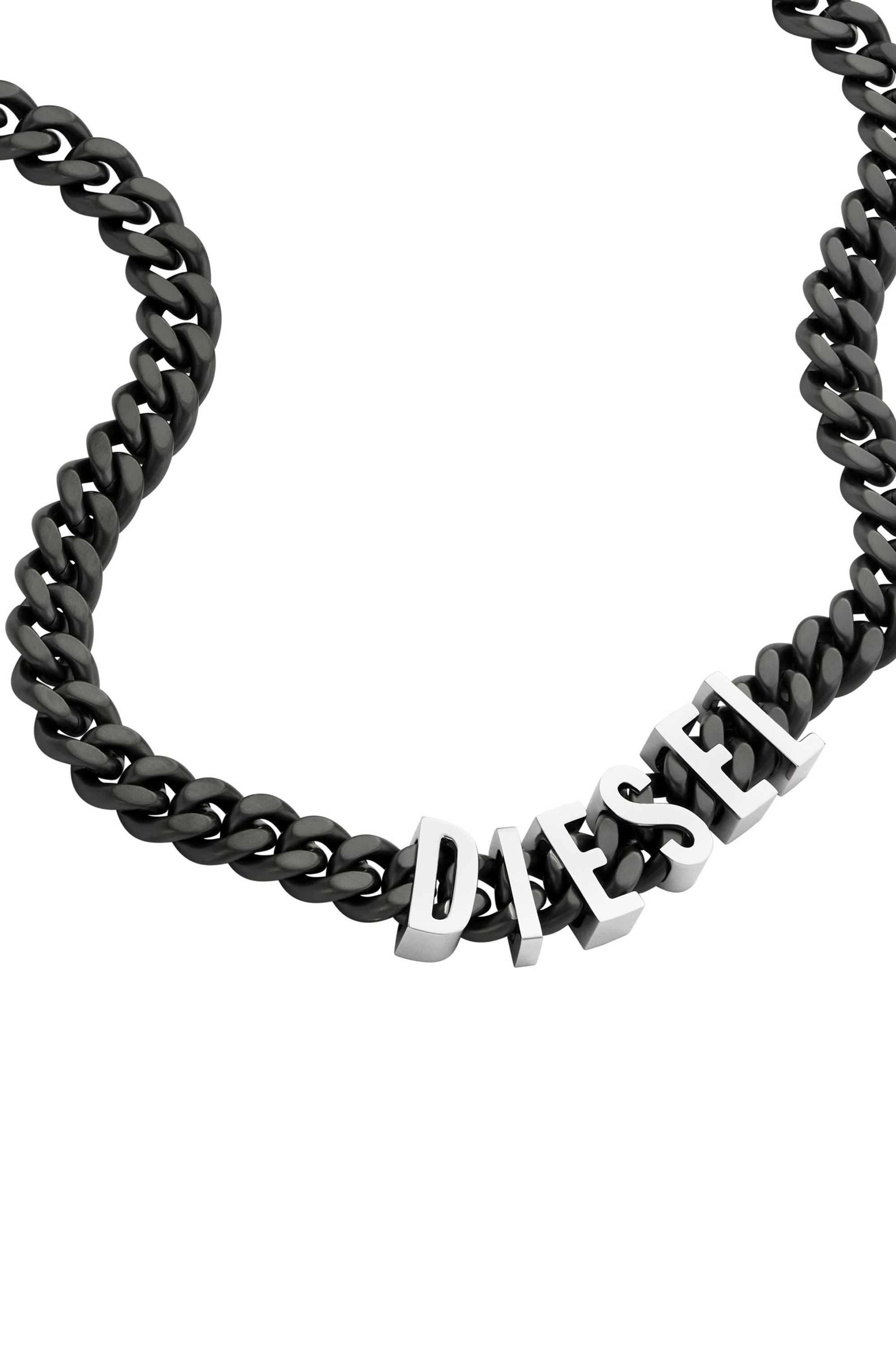 Diesel - DX1487, Unisex Two-Tone stainless steel chain necklace in Black - Image 1