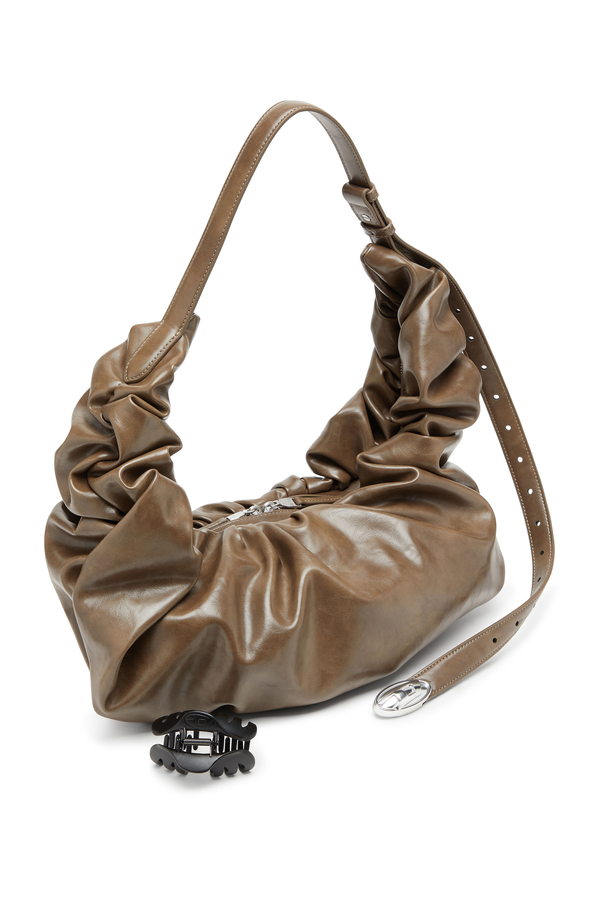 Diesel - GRAB-D HOBO L, Grab-D L-Borsa hobo grande in PU lucido scrunched Donna in ToBeDefined - 5