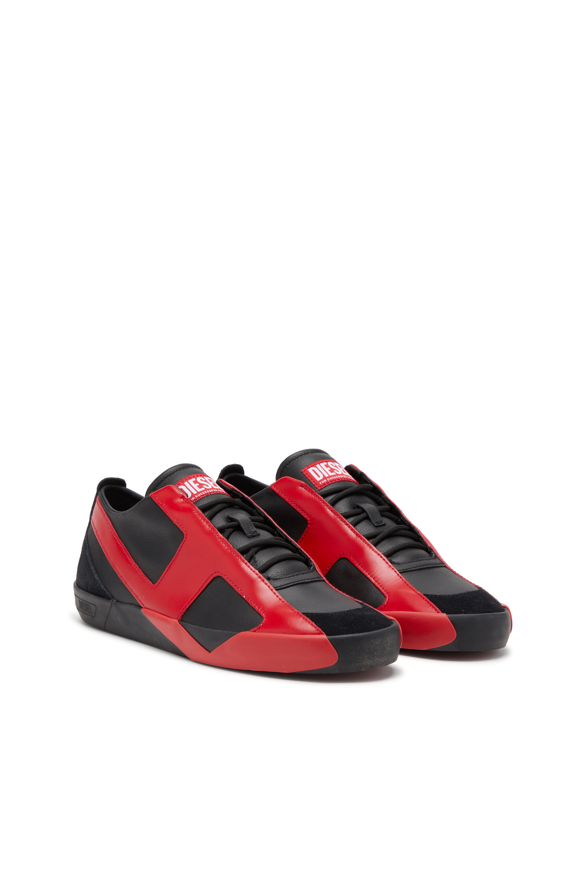 Diesel - S-SLANTE-D LOW, Sneakers in pelle e suede con logo D Uomo in Multicolor - 2