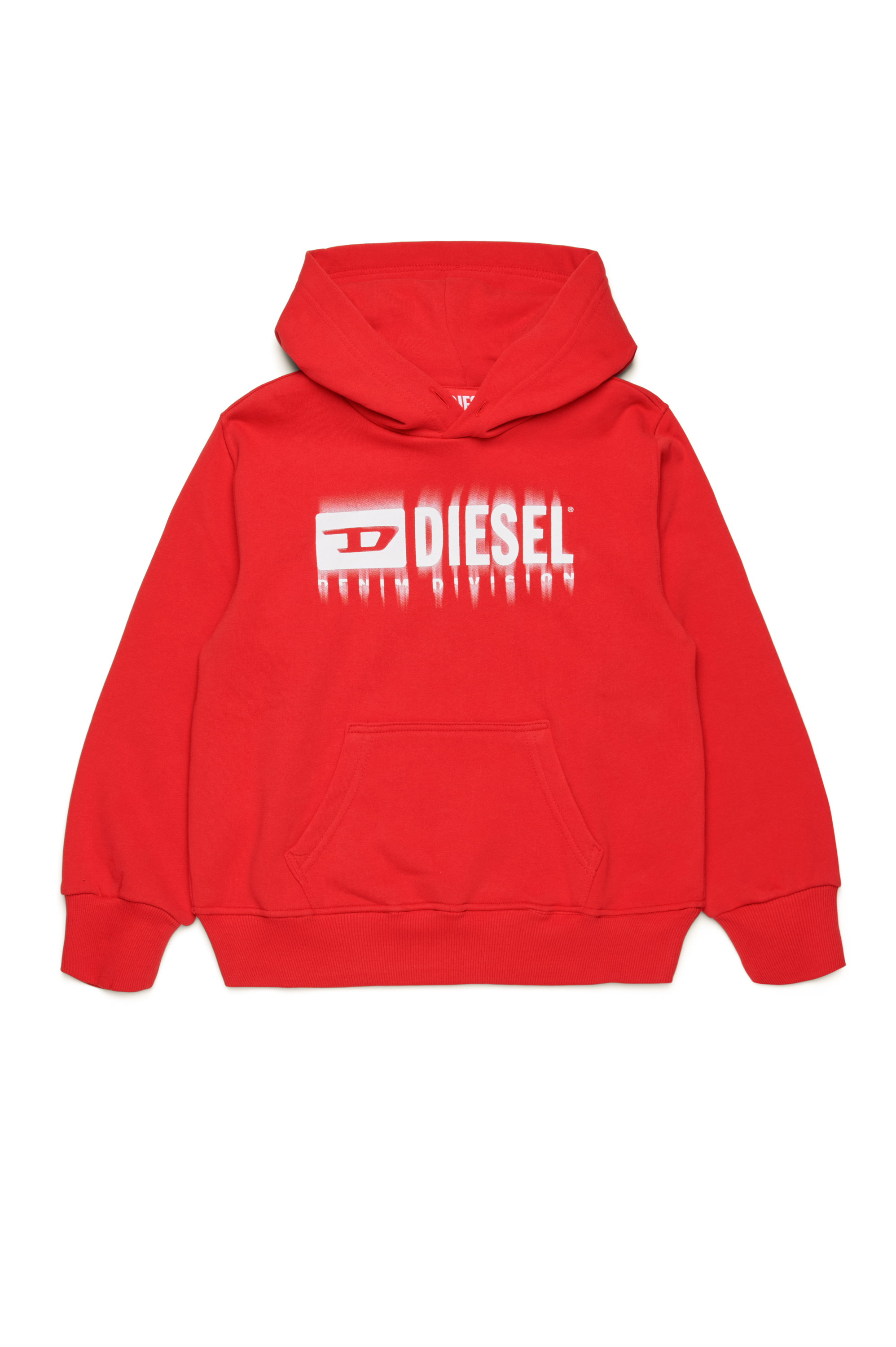 Diesel - SGINNHOODL5 OVER, Uomo Felpa con cappuccio e logo sbavato in Rosso - Image 1