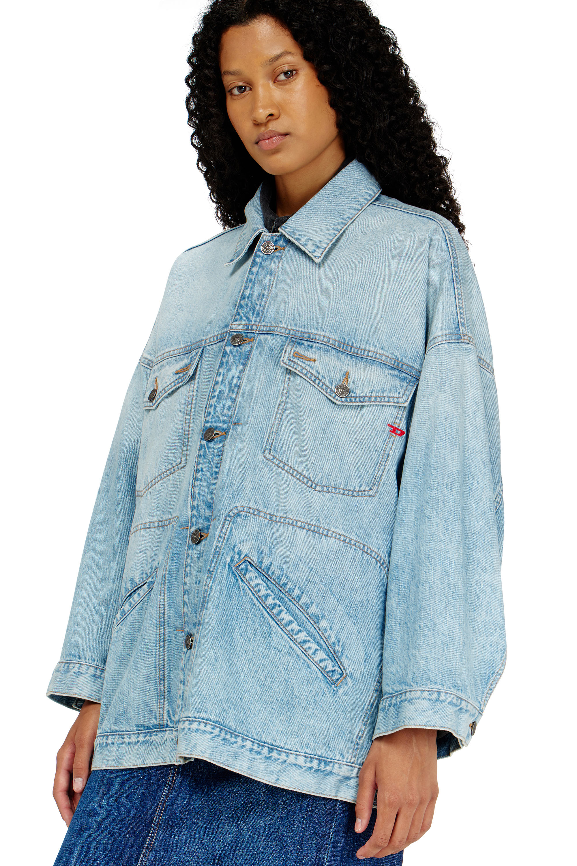 Diesel - DE-LIN, Giacca workwear in denim oversized Donna in Blu - 5