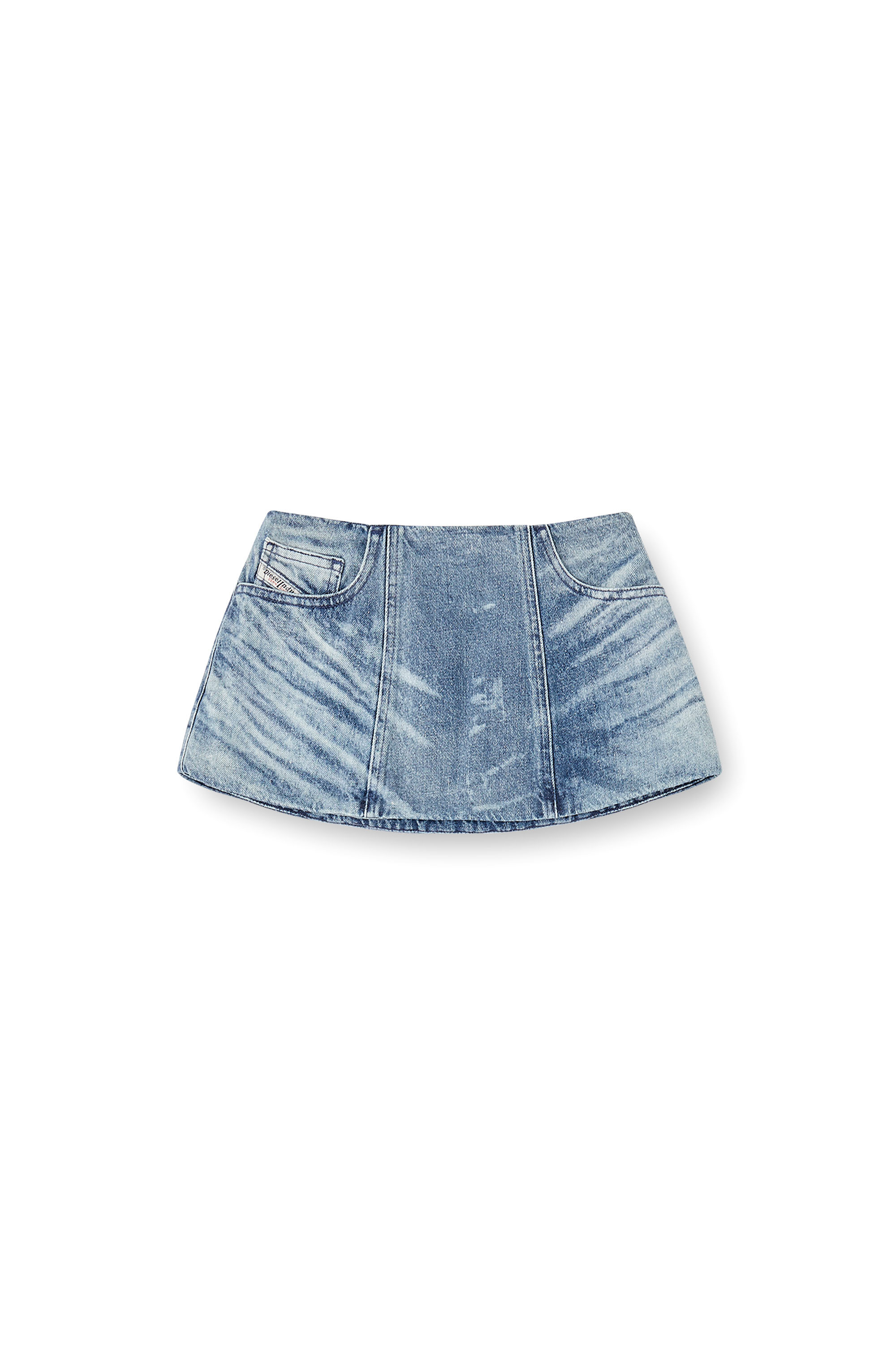 Diesel - DE-NORA-FSH, Gonna-cintura in denim cotone-canapa laserato Donna in Blu - 3