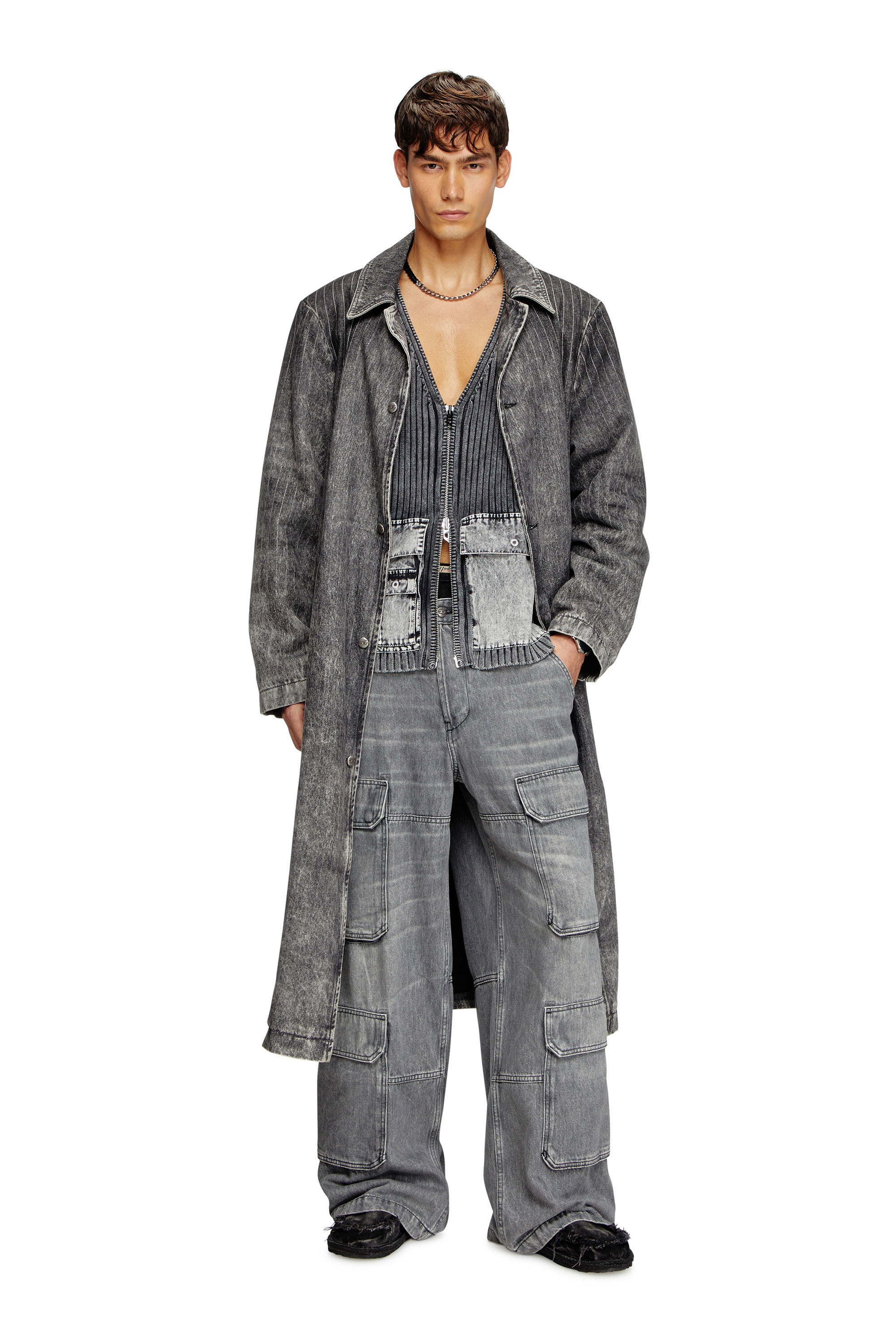 Diesel - Relaxed Jeans D-Touch 0DCBE Uomo, Grigio Chiaro - Image 1