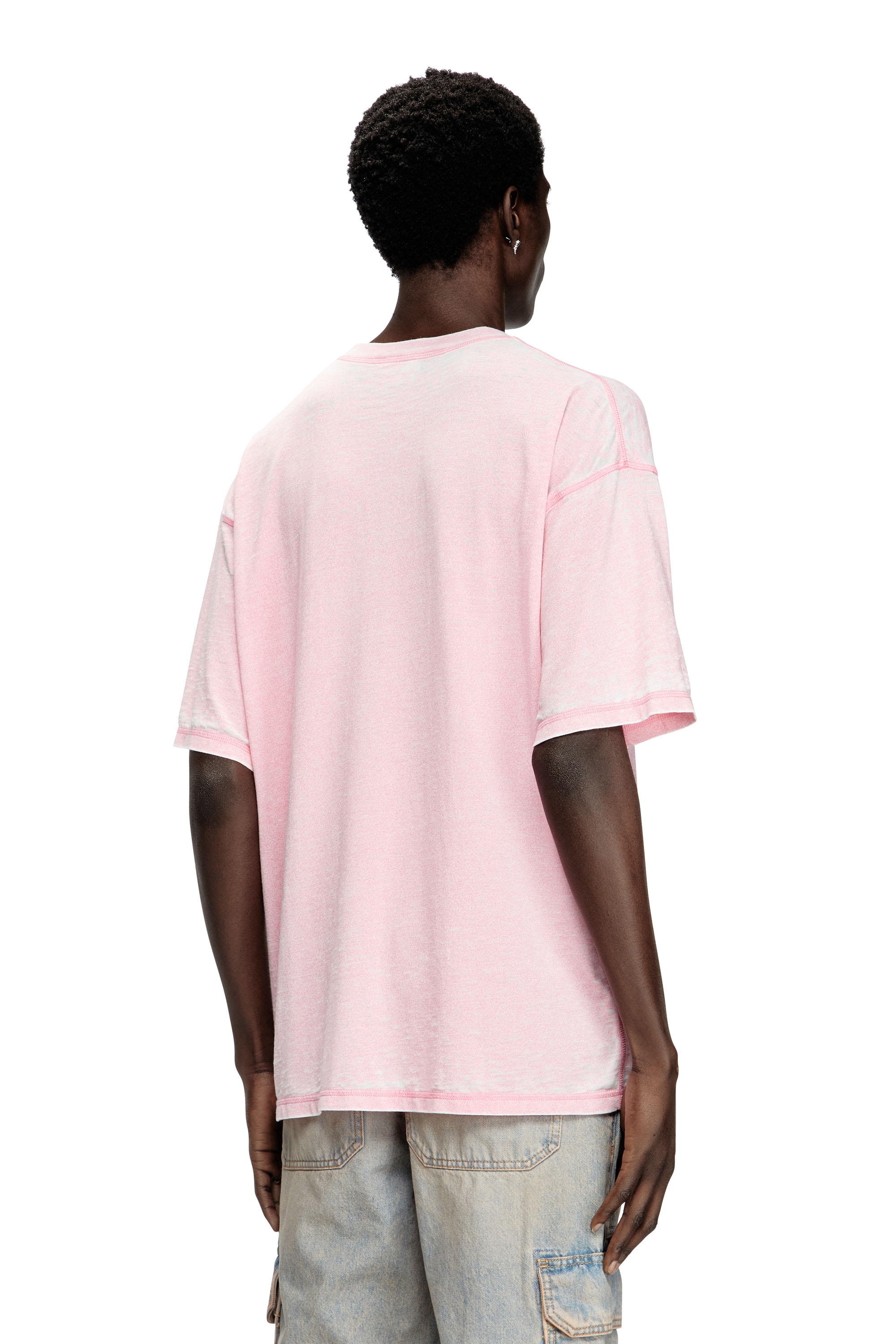 Diesel - T-BOXT-PAK, T-shirt con burnout e logo effetto cromato Uomo in Rosa - 4