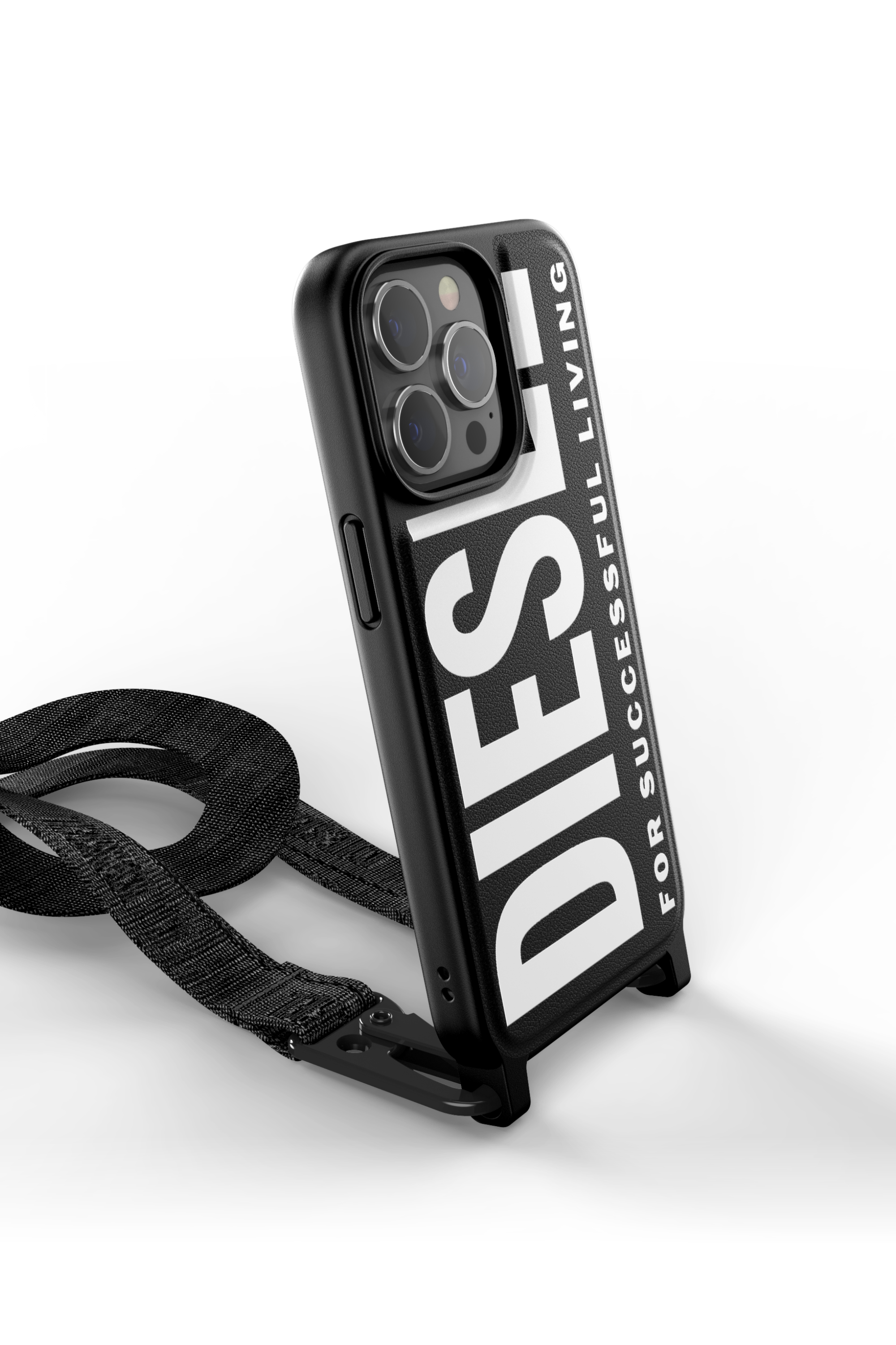 Diesel - 47169 NECKLACE CASE, Custodia rigida con cordino per iPhone 13/13 Pro Unisex in Nero - 3