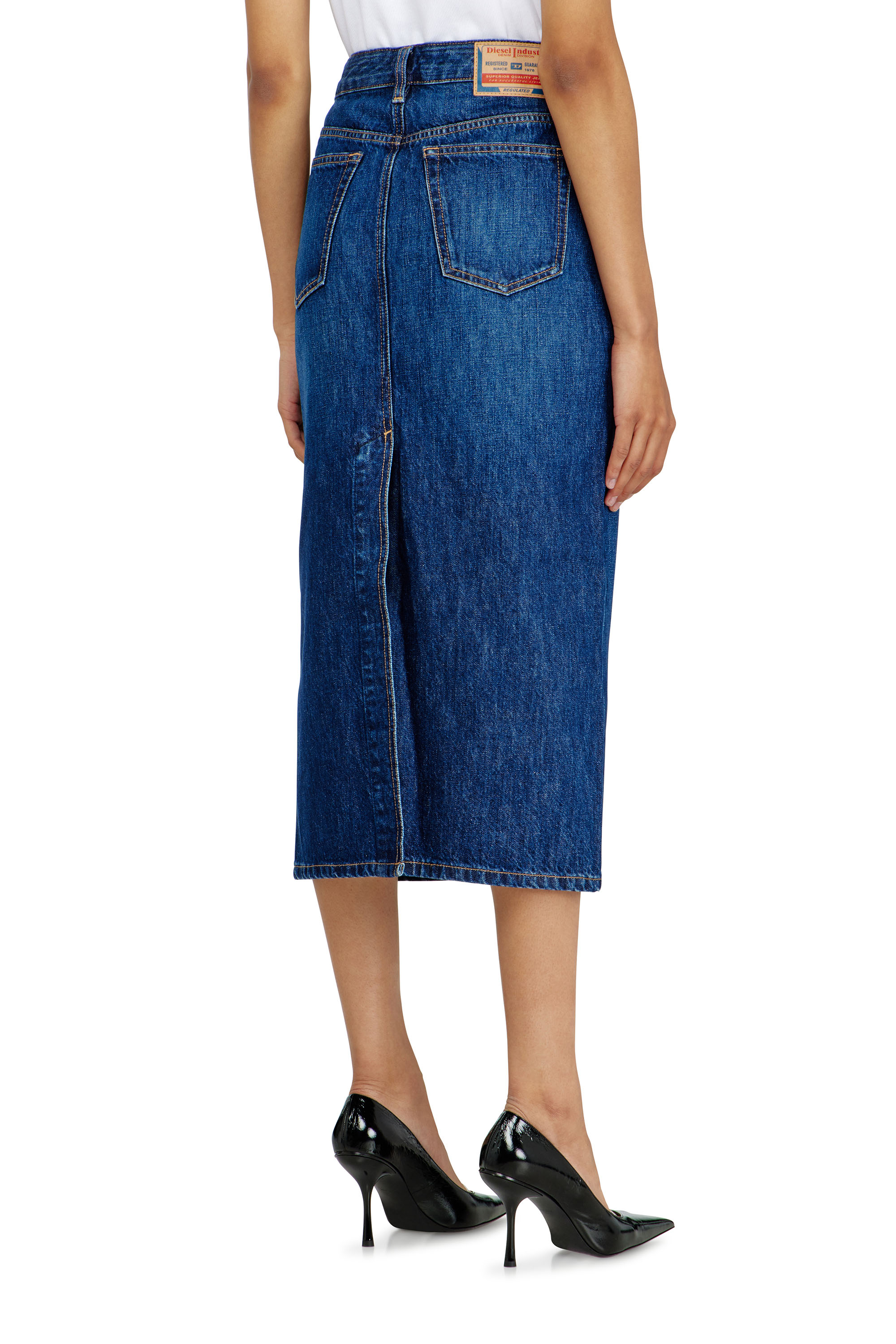Diesel - DE-SKYE-D, Gonna midi in denim Donna in Blu - 3