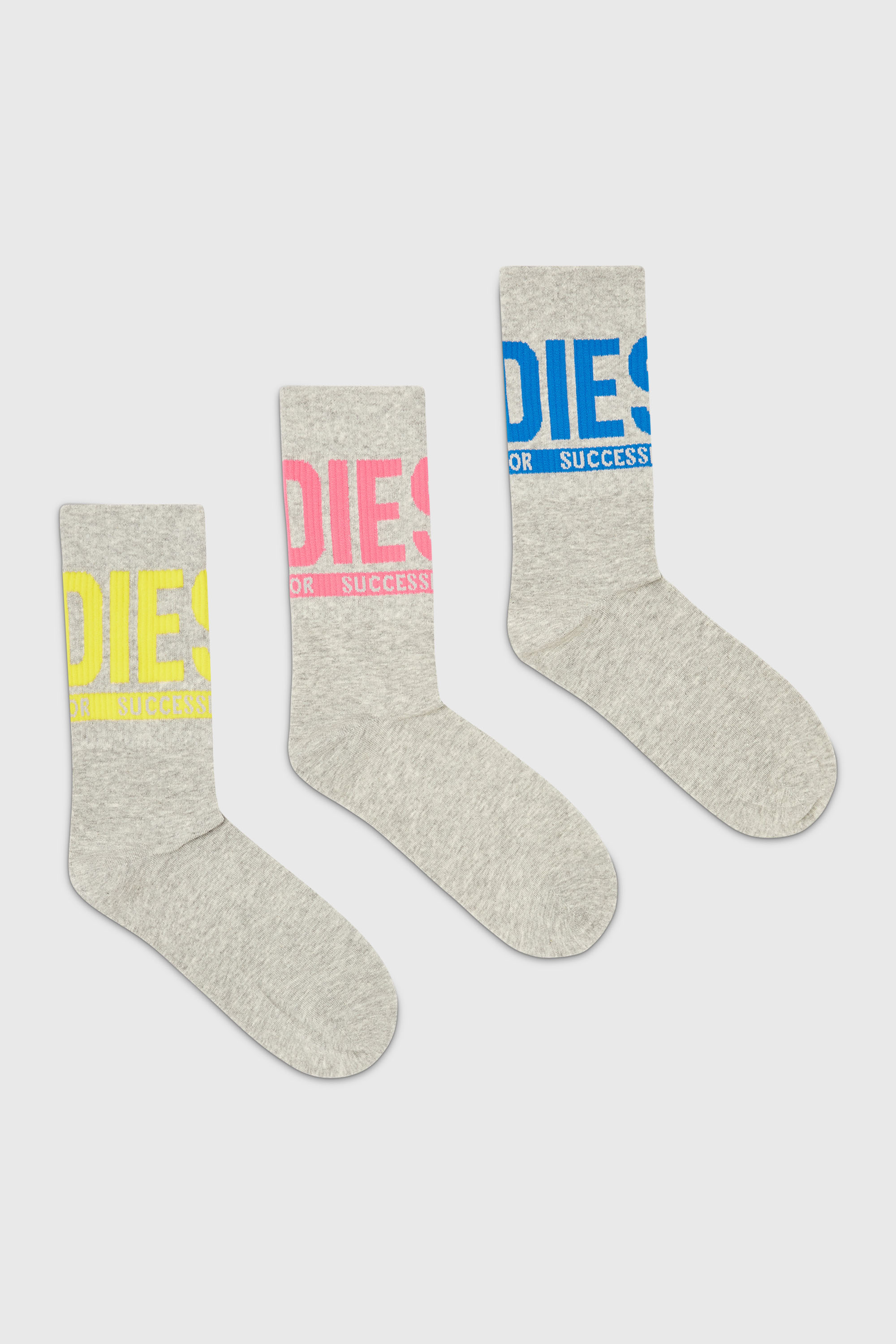 Diesel - SKM-RAY-THREEPACK, Set da tre calzini con logo sul polsino Uomo in Grigio - 1