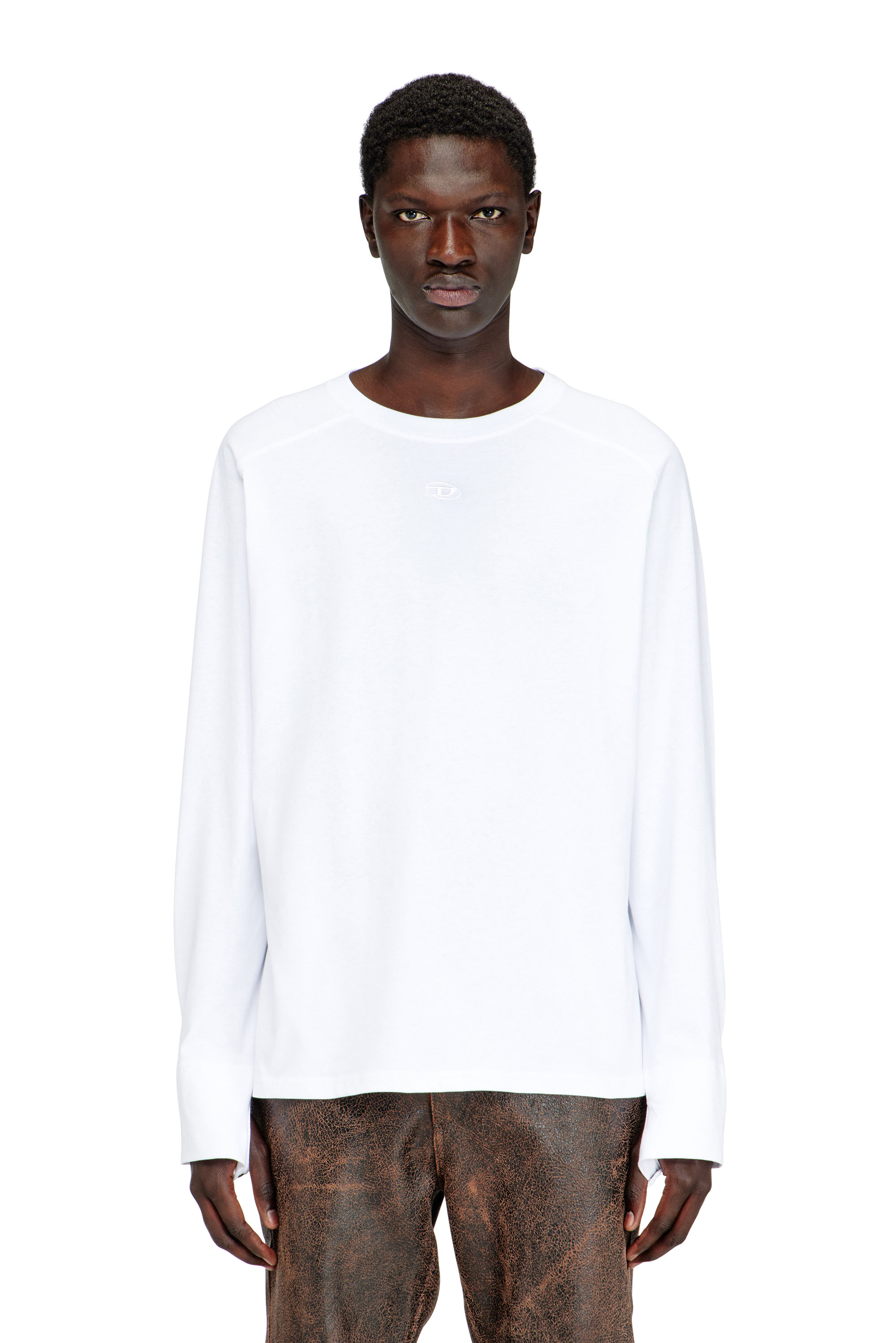 Diesel - T-KRISTIAN, T-shirt con polsino biker Uomo in Bianco - 3