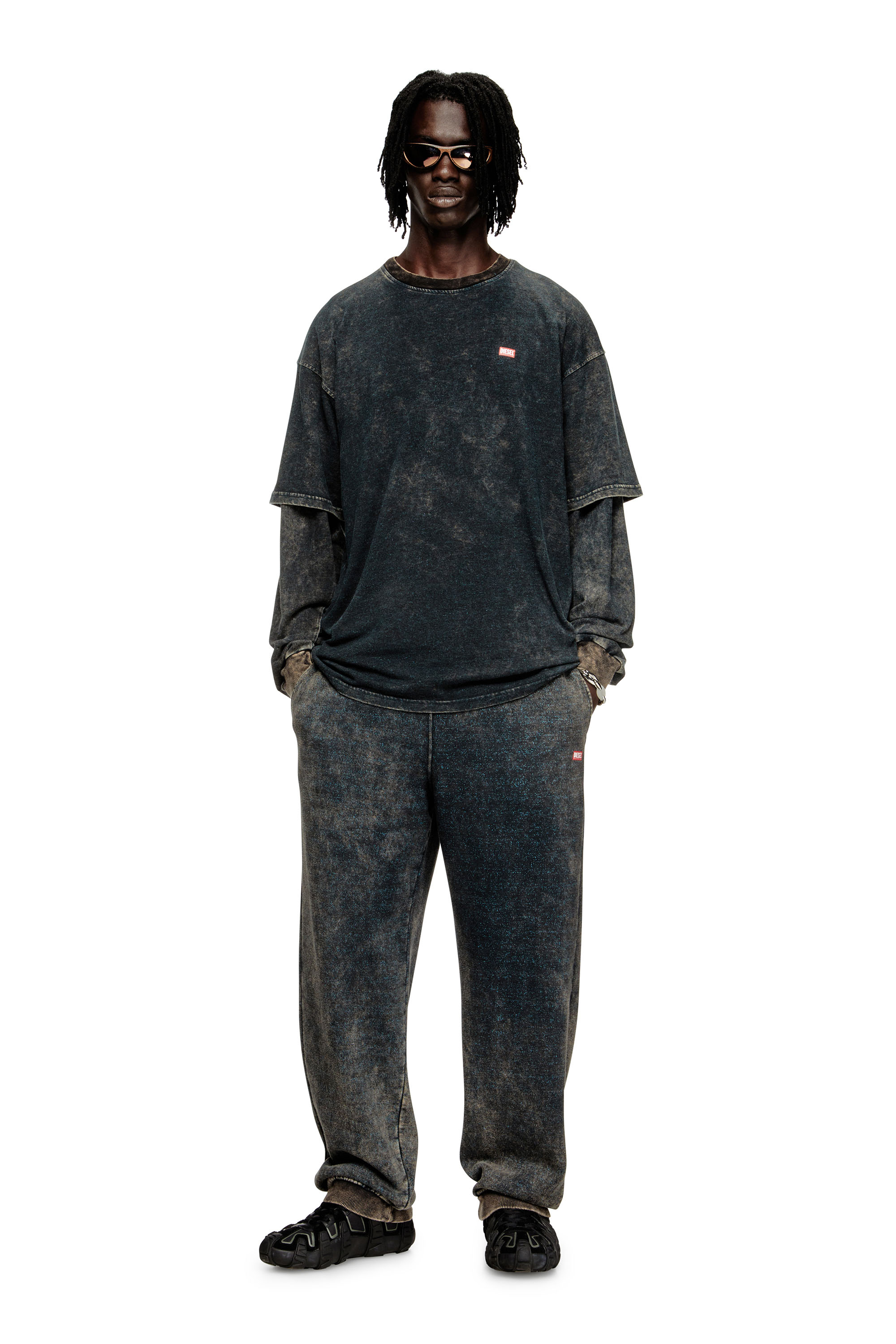 Diesel - T-BOXT-T4, T-shirt in jersey vanisèe con logo Uomo in Nero - 2