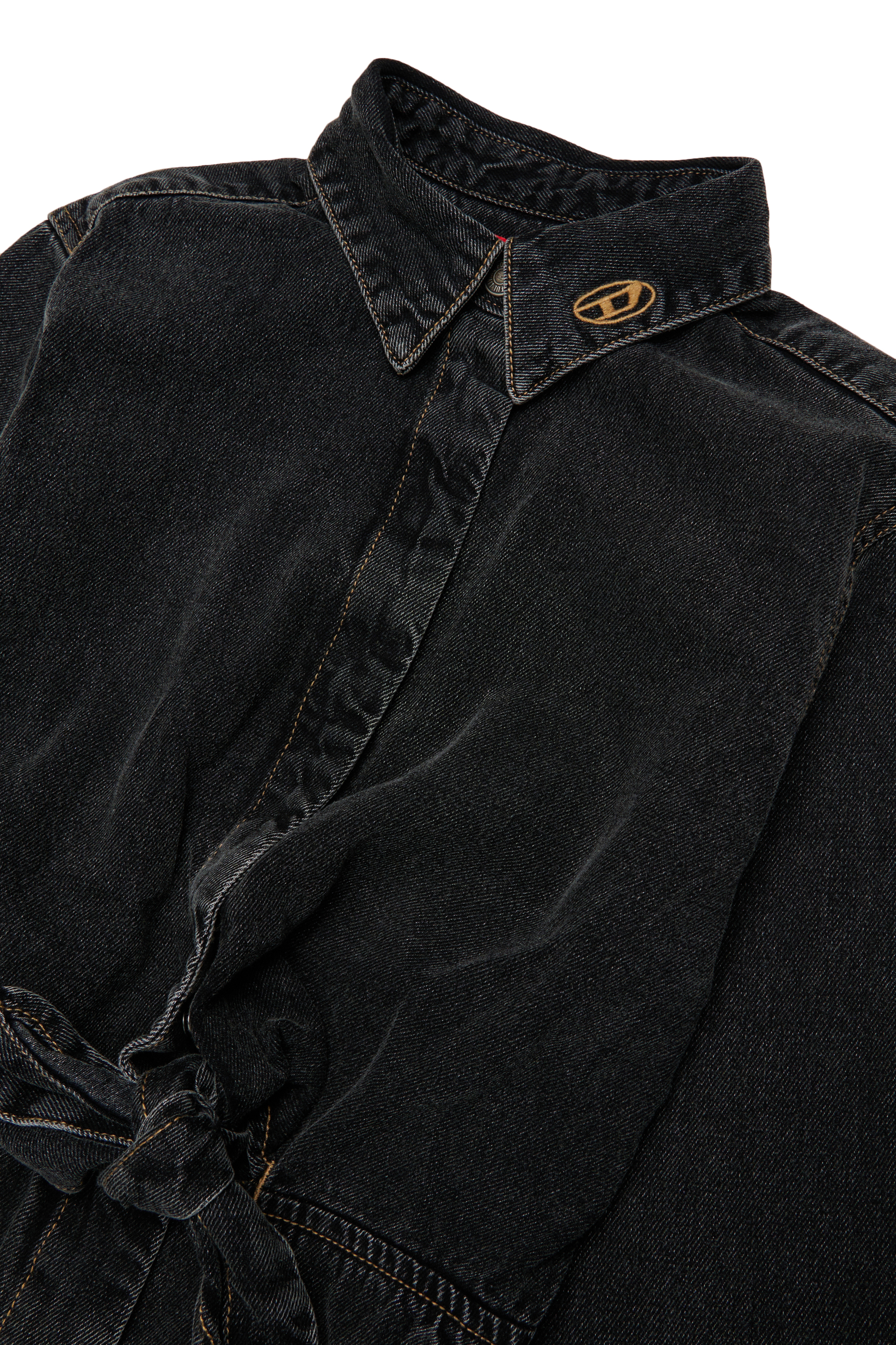 Diesel - DESUSY, Abito camicia in denim con cintura annodabile in vita Donna in Nero - 3