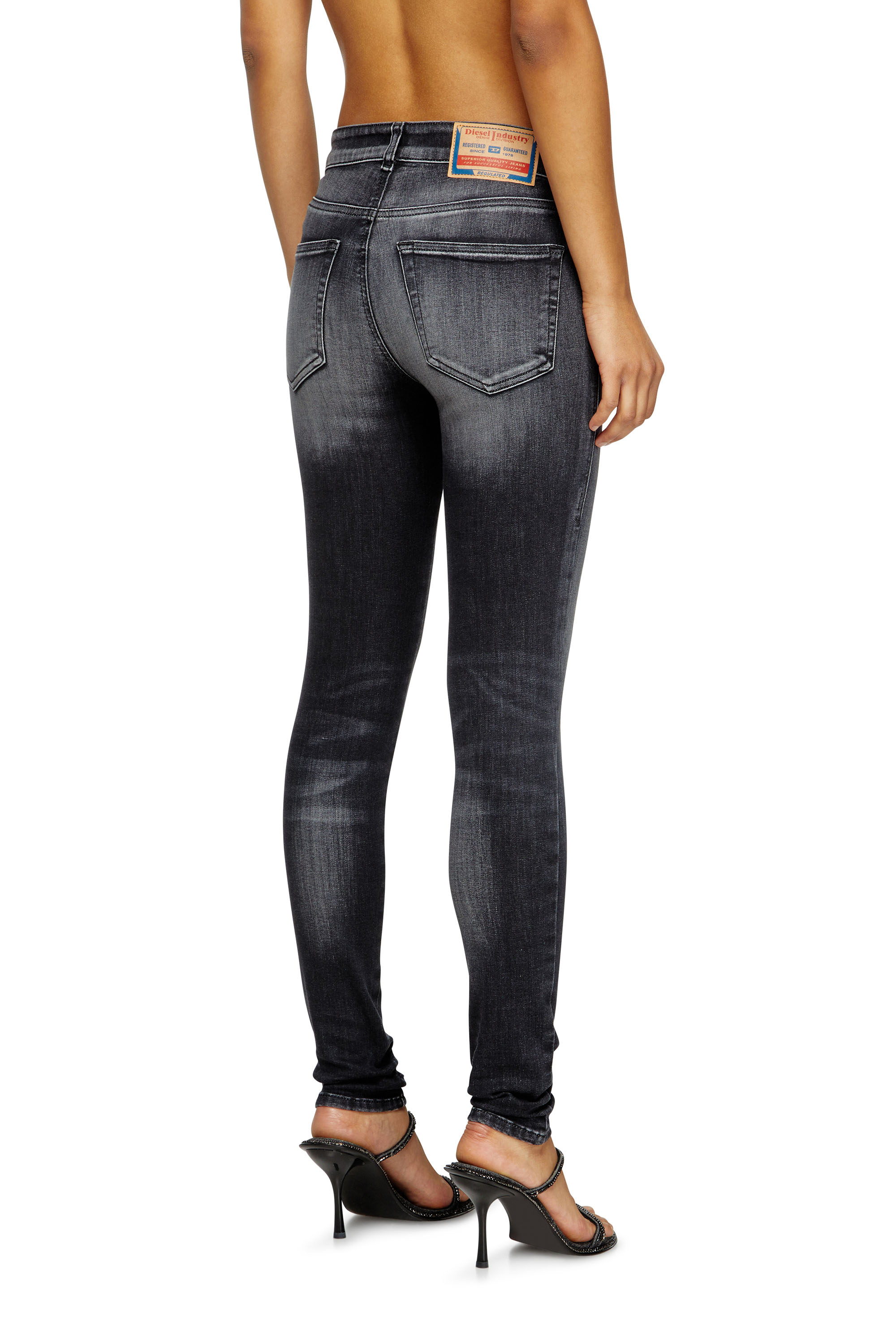 Diesel - Skinny Jeans 2017 Slandy 09K97 Donna, Nero/Grigio scuro - Image 4