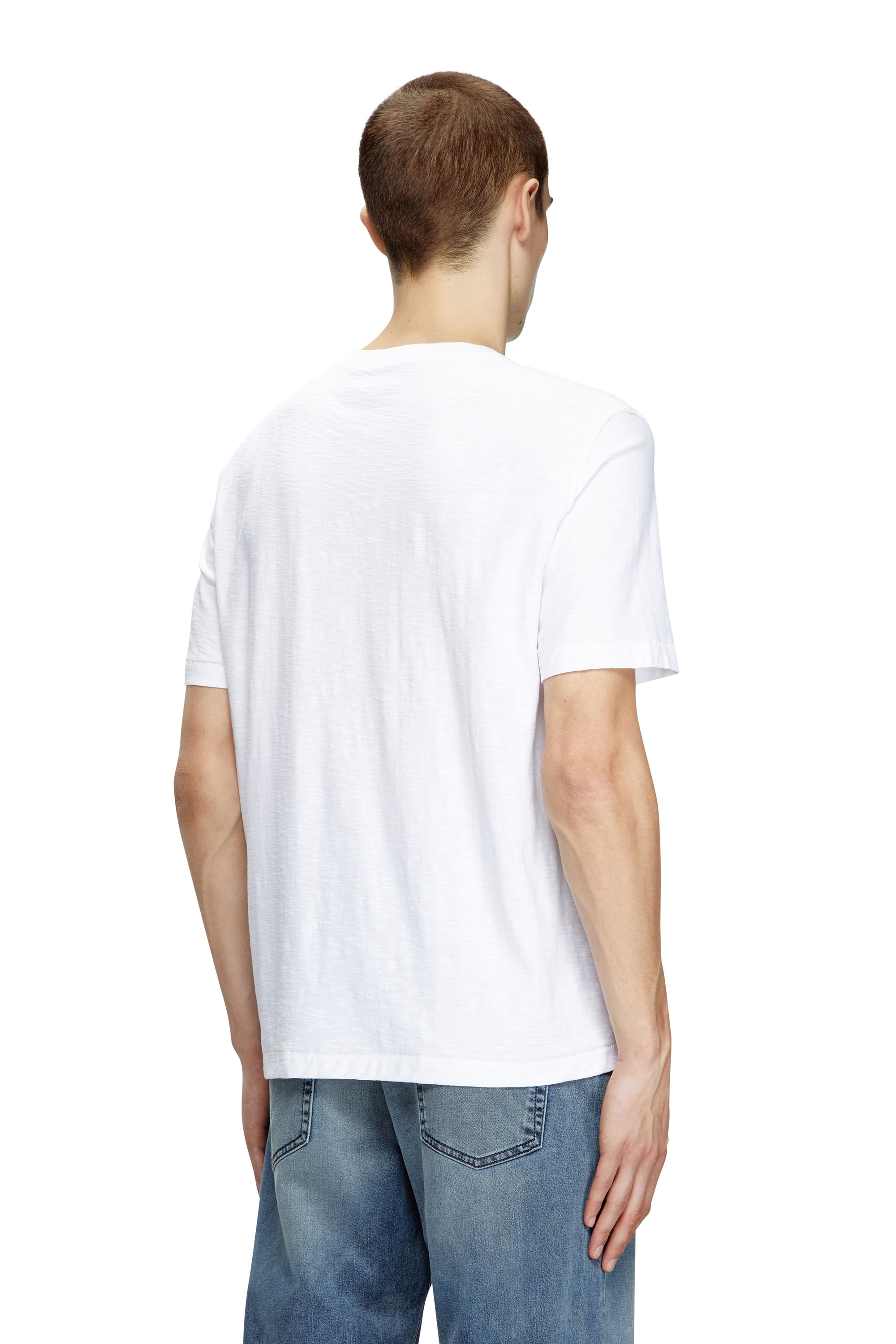 Diesel - T-ADJUST-R11, T-shirt fiammata con logo floccato Uomo in Bianco - 4