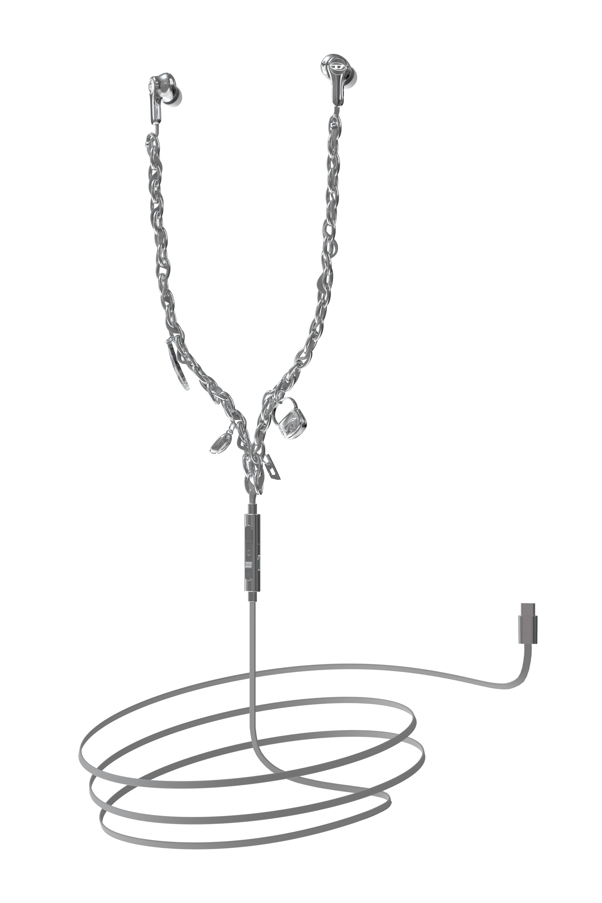 Diesel - 60458  WIRED EARBUDS, Auricolari con filo e charms Unisex in Argento - 2