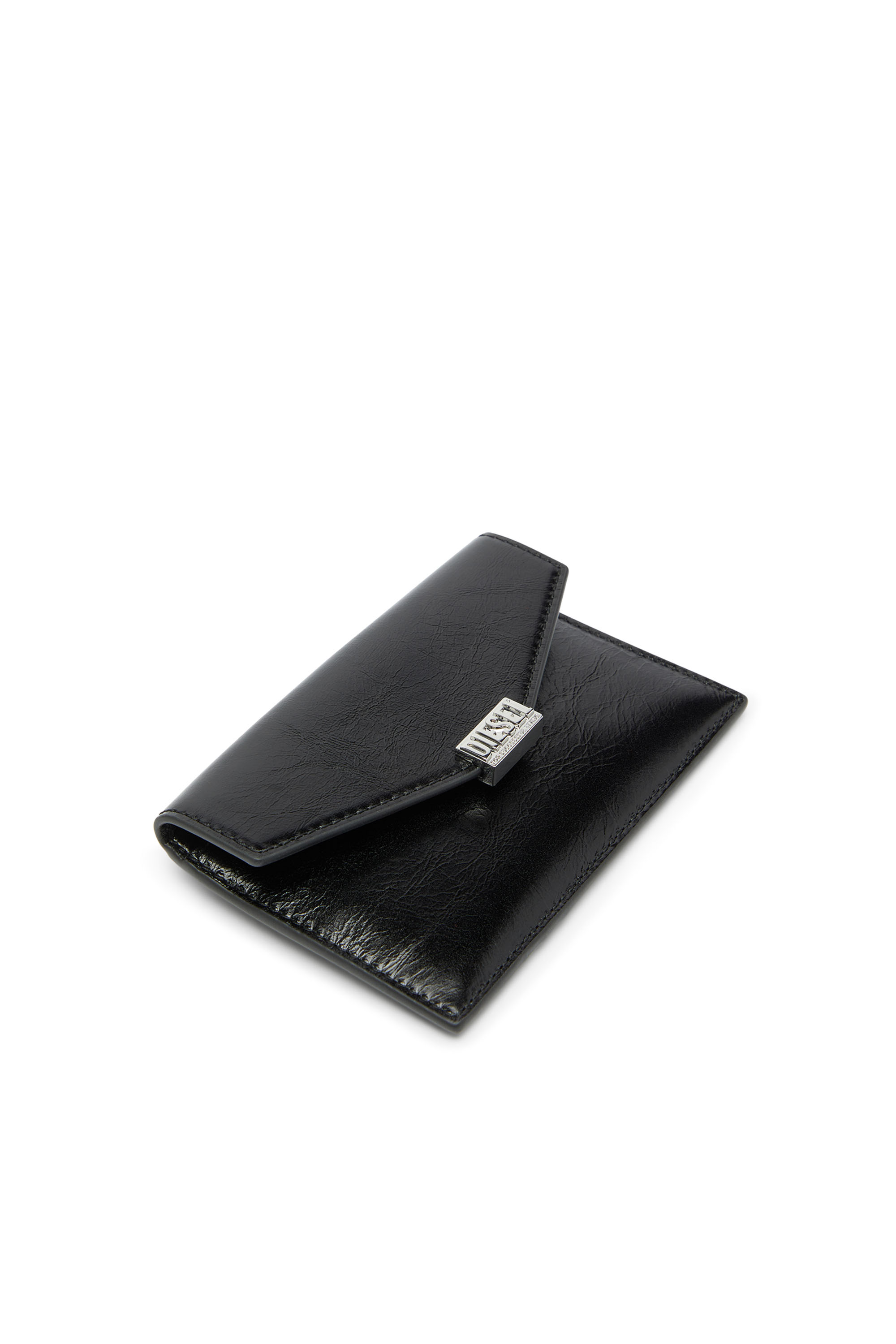 Diesel - D-ENVELOP CARD HOLDER, Porta carte stile busta in pelle lucida effetto stropicciato Donna in ToBeDefined - 3