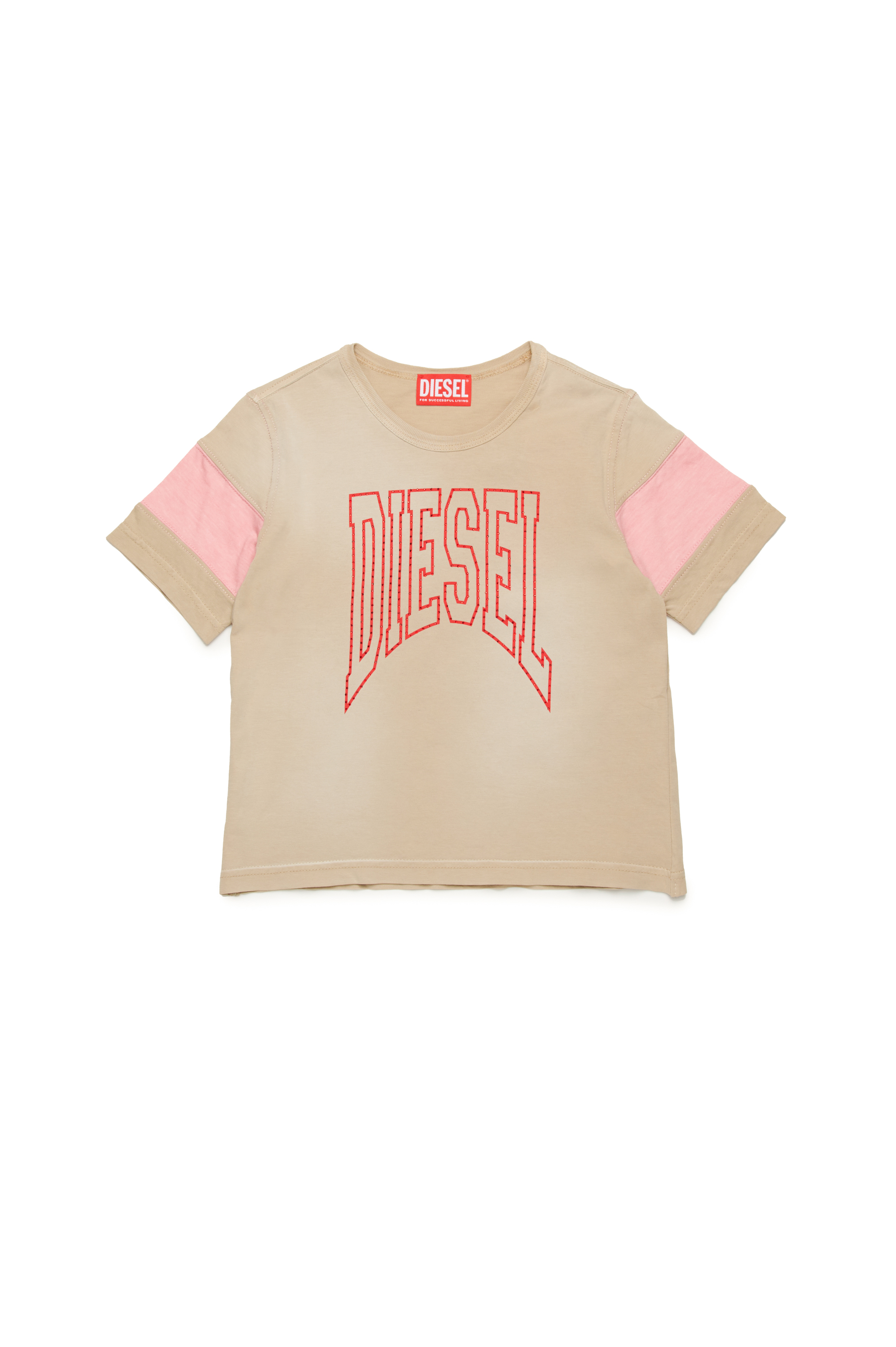 Diesel - TUNCUSL, T-shirt con logo stilizzato in cristalli Donna in Marrone - 1