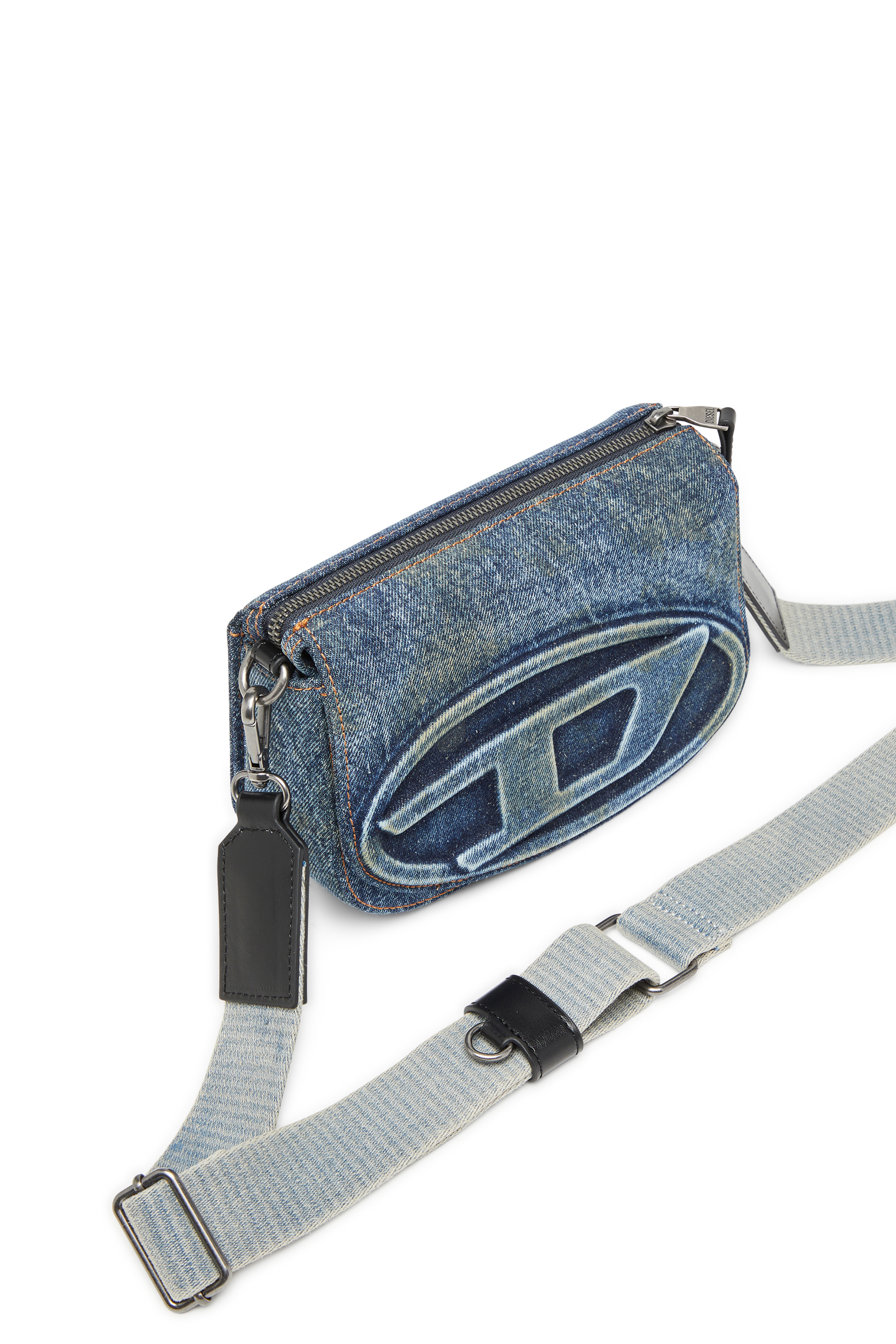 Diesel - 1DR CAMERA BAG, Camera bag in denim solarizzato Unisex in Blu - 5