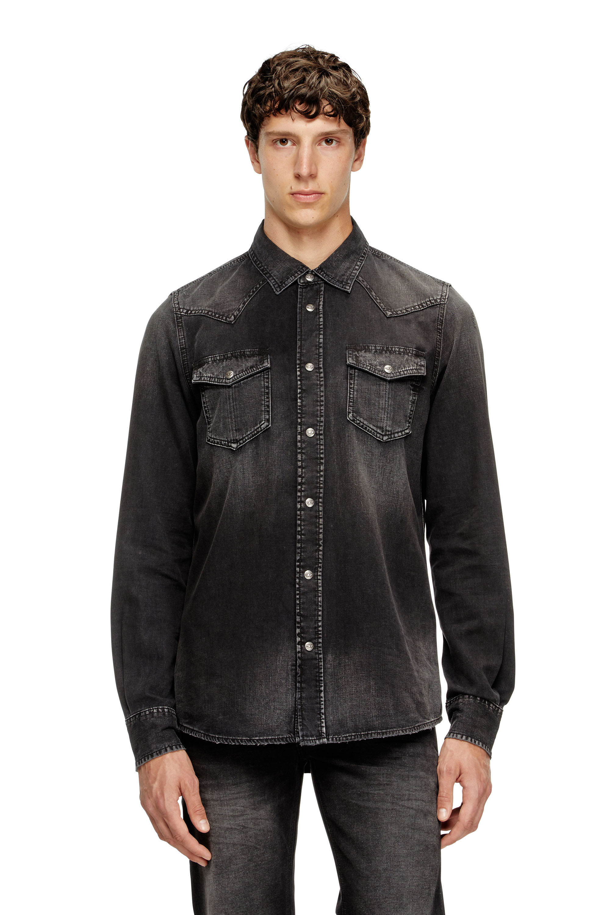 Diesel - D-VEGA, Overshirt in denim Uomo in Nero - 1
