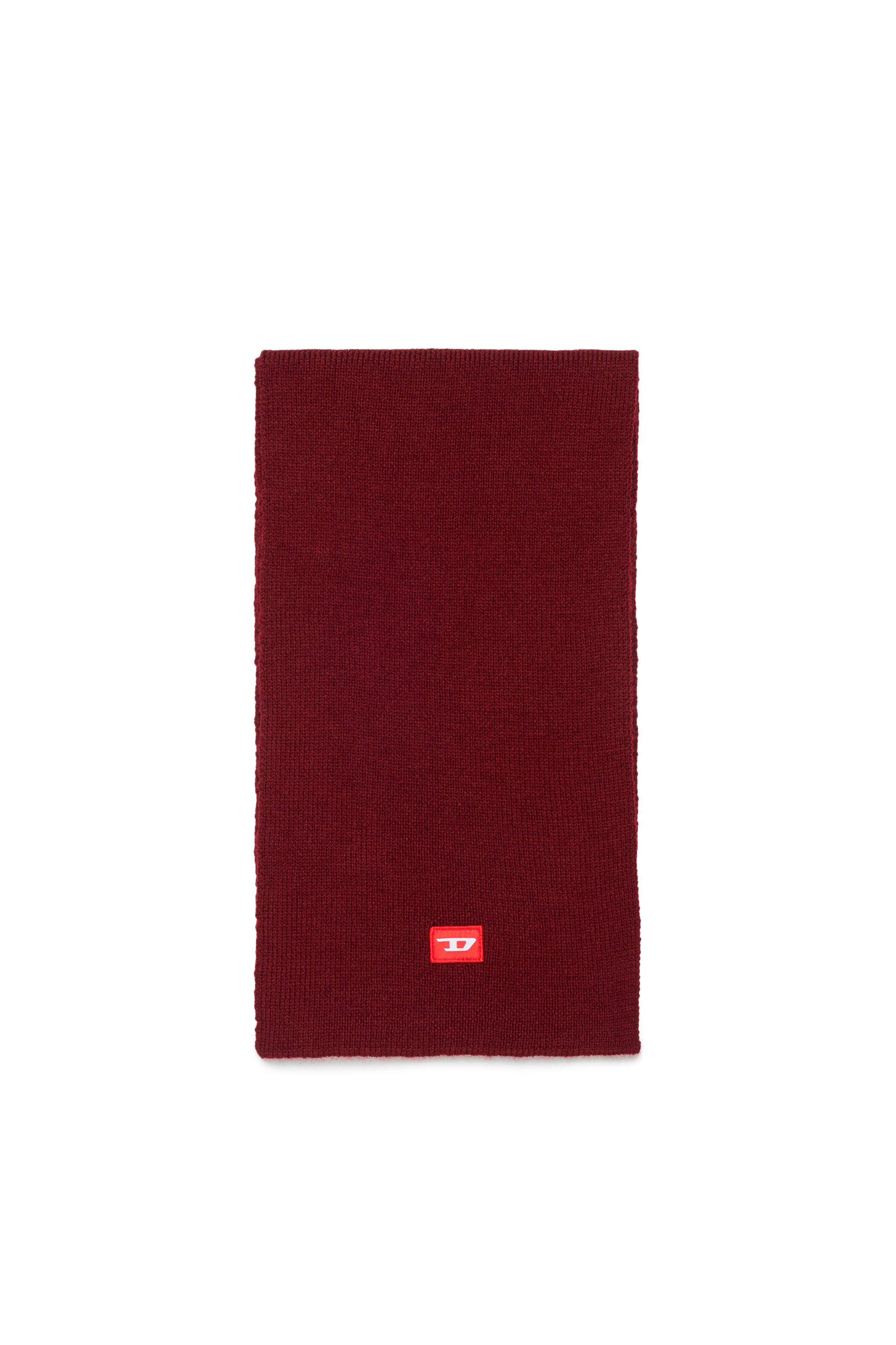 Diesel - RLOT, Sciarpa in misto lana con patch logo D Unisex in Rosso - 1
