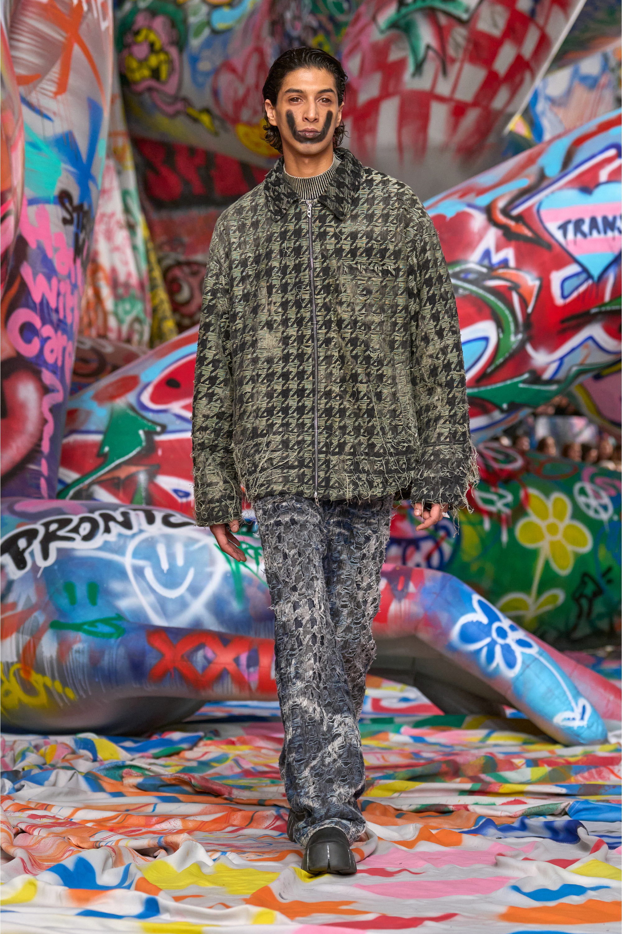 Diesel - D-ELMO-FSH, Giacca in denim con trama pied-de-poule Uomo in Multicolor - 3