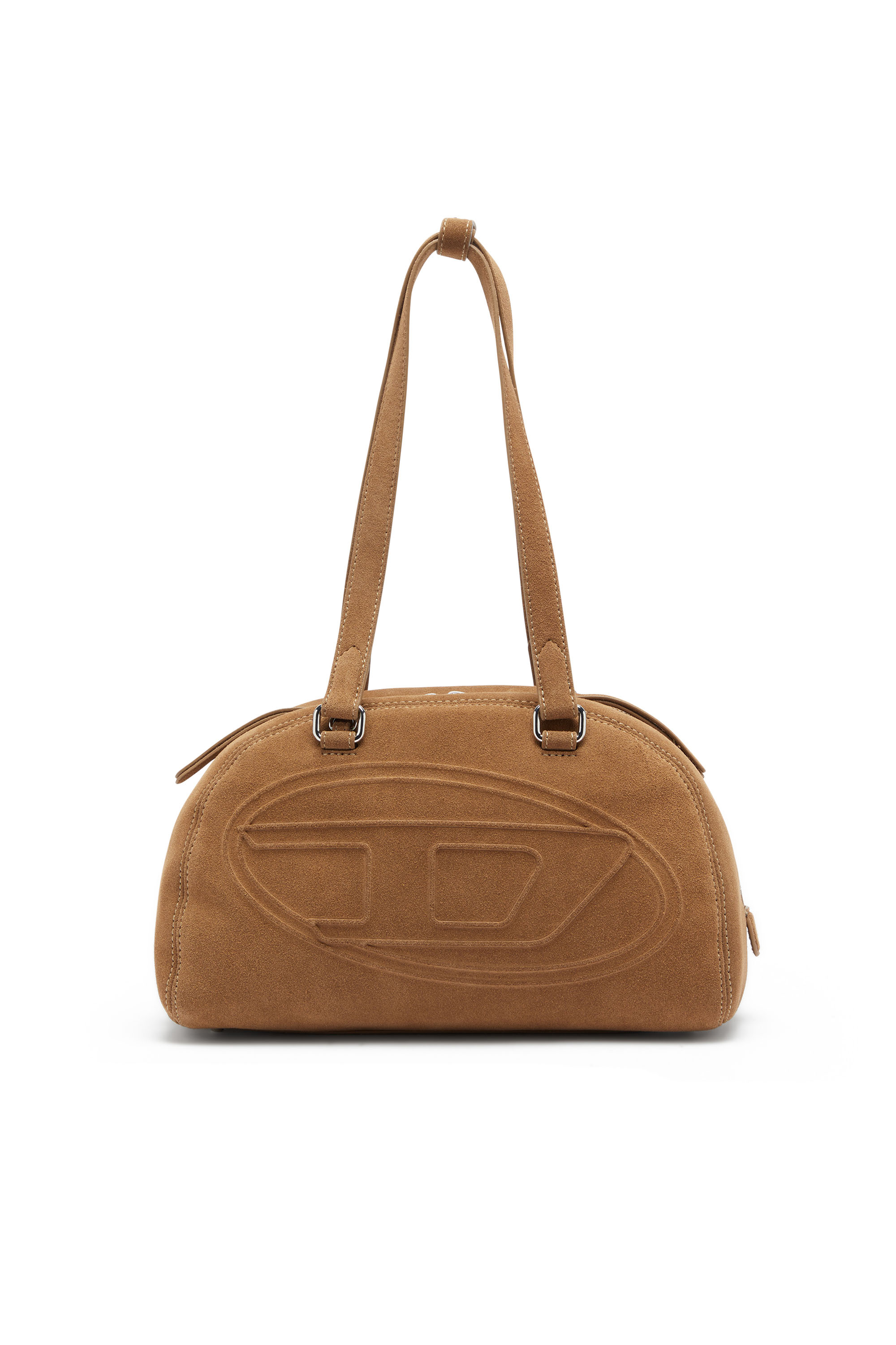 Diesel - 1DR DOME SHOULDER, 1DR Dome- Borsa a spalla scamosciata con Logo Oval D Unisex in Beige - 1