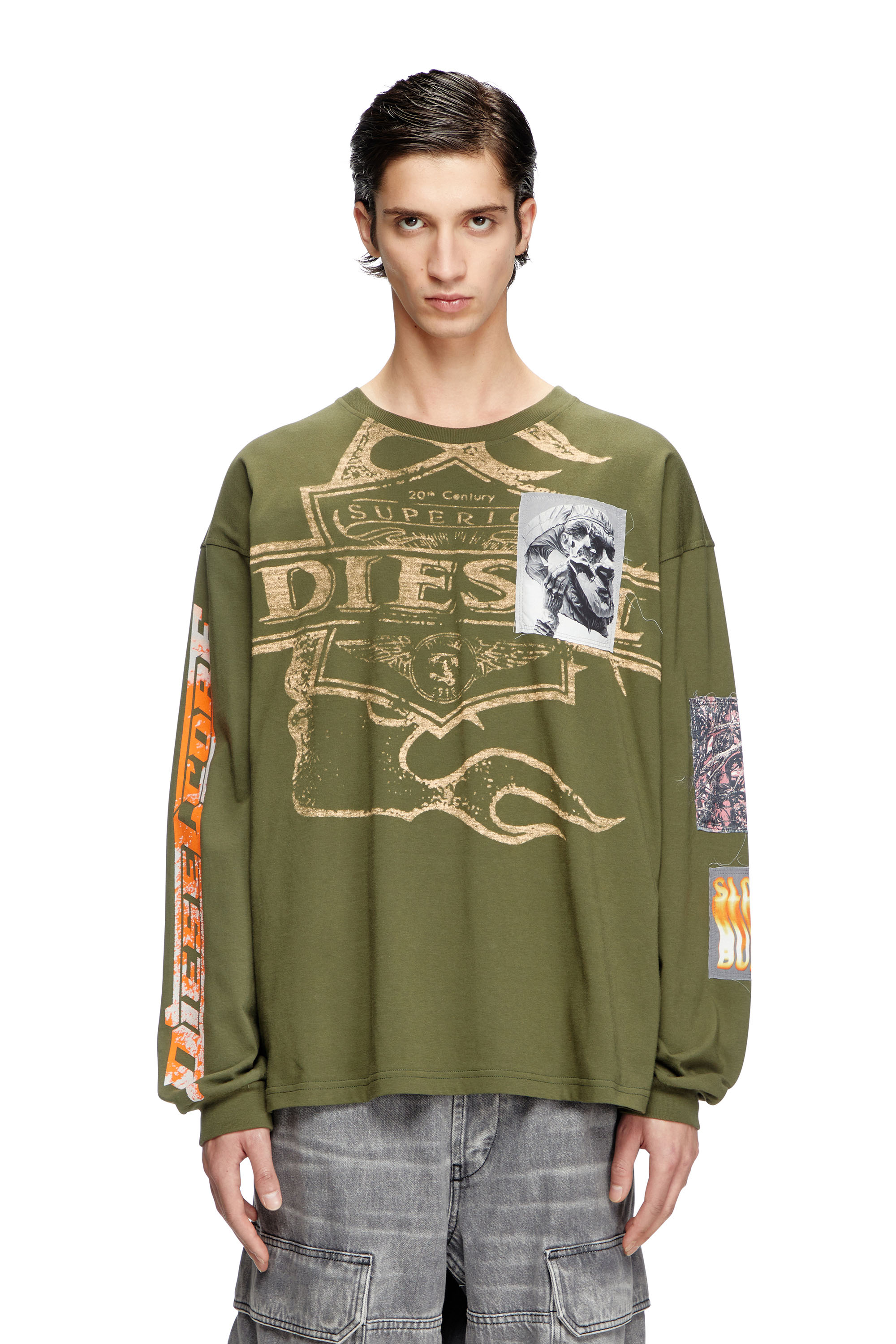 Diesel - T-BOXT-LS-SLITS-R5, Long-sleeve T-shirt with graphic patches Uomo in ToBeDefined - 1