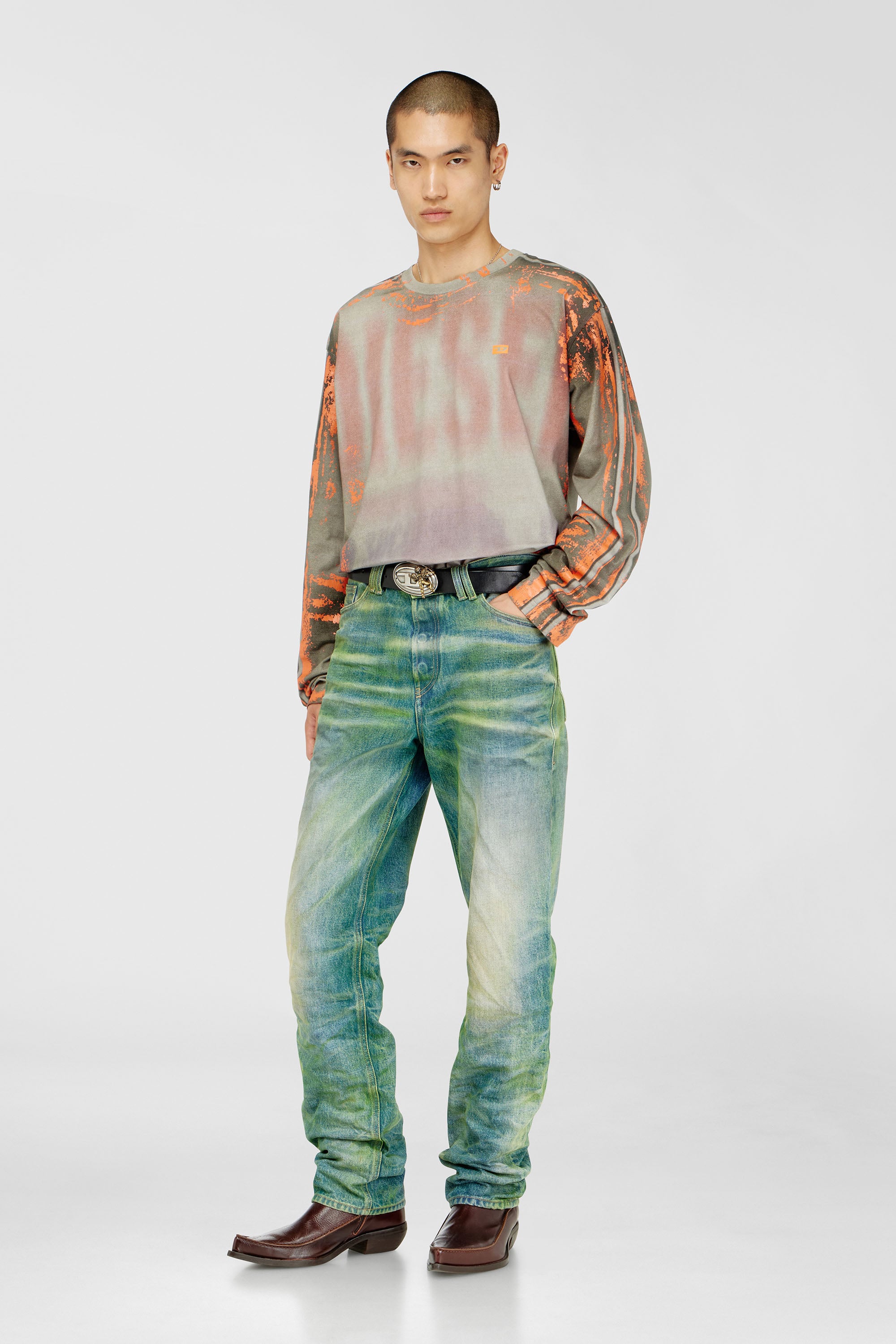 Diesel - T-FILMY, T-shirt a manica lunga in jersey effetto screpolato Uomo in Multicolor - 2