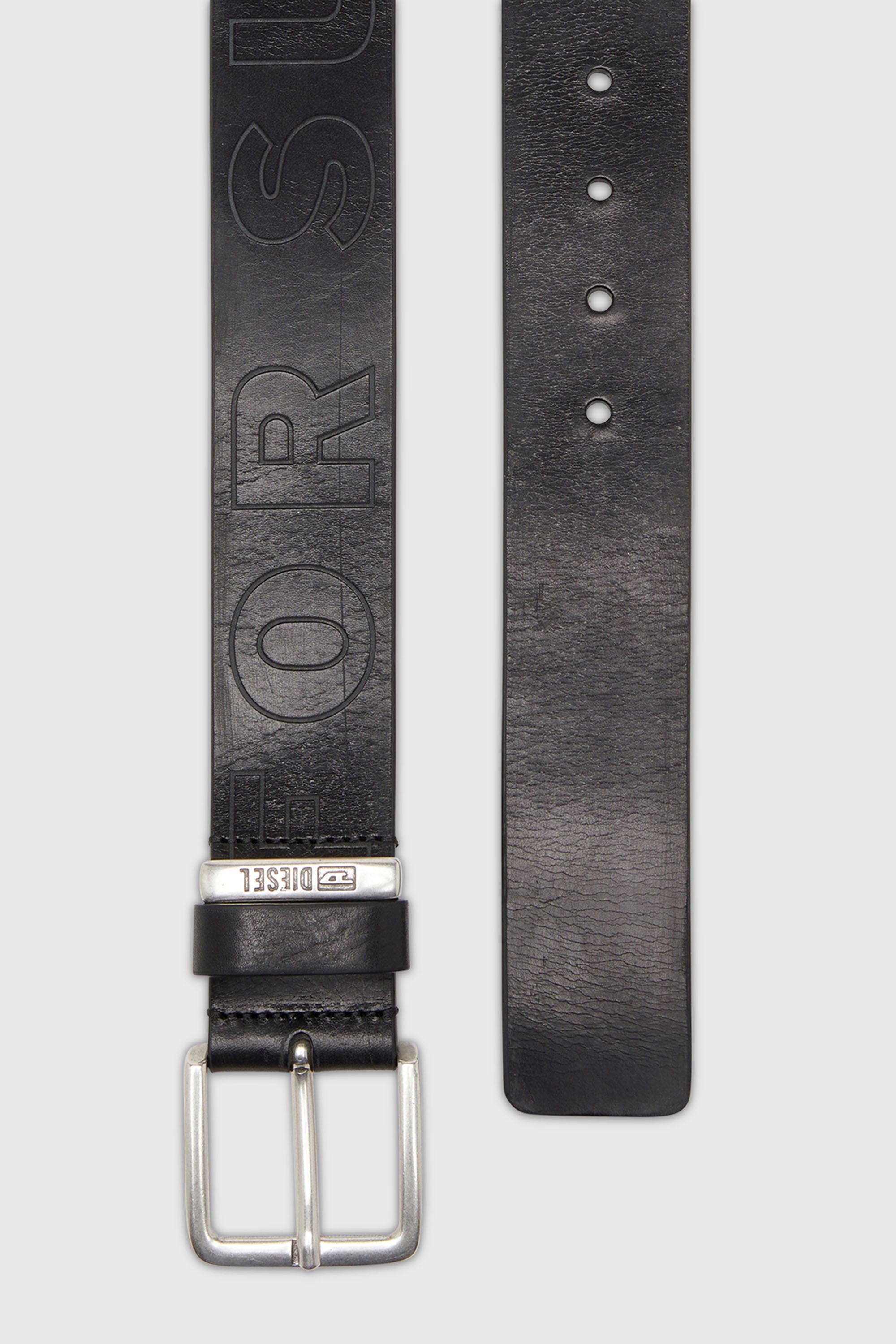 Diesel - B-FSL-OUTLINE, Cintura 4 cm in pelle con scritte in rilievo Uomo in Nero - 2