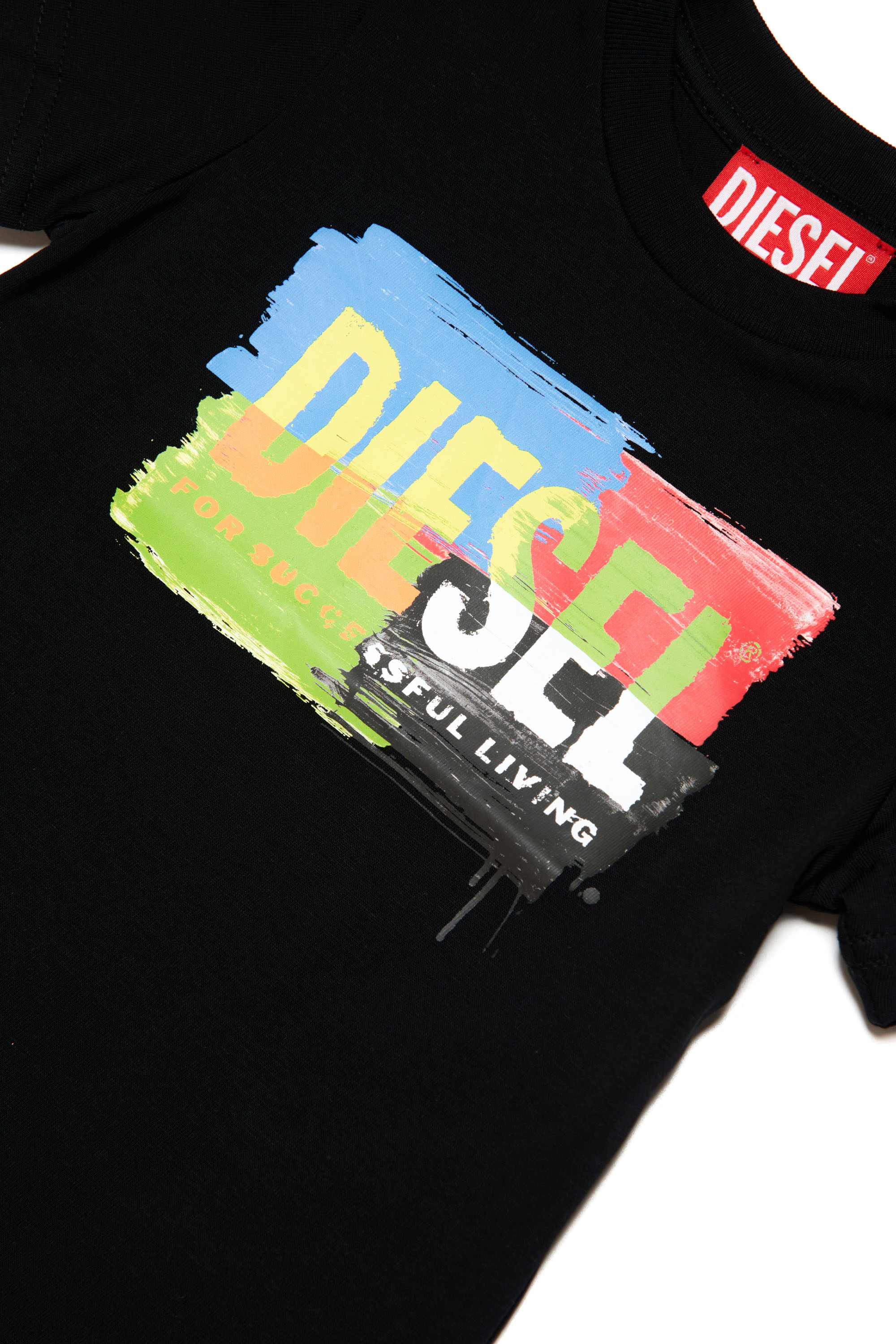 Diesel - TKANDB, Unisex T-shirt with painted-effect logo in Black - Image 3