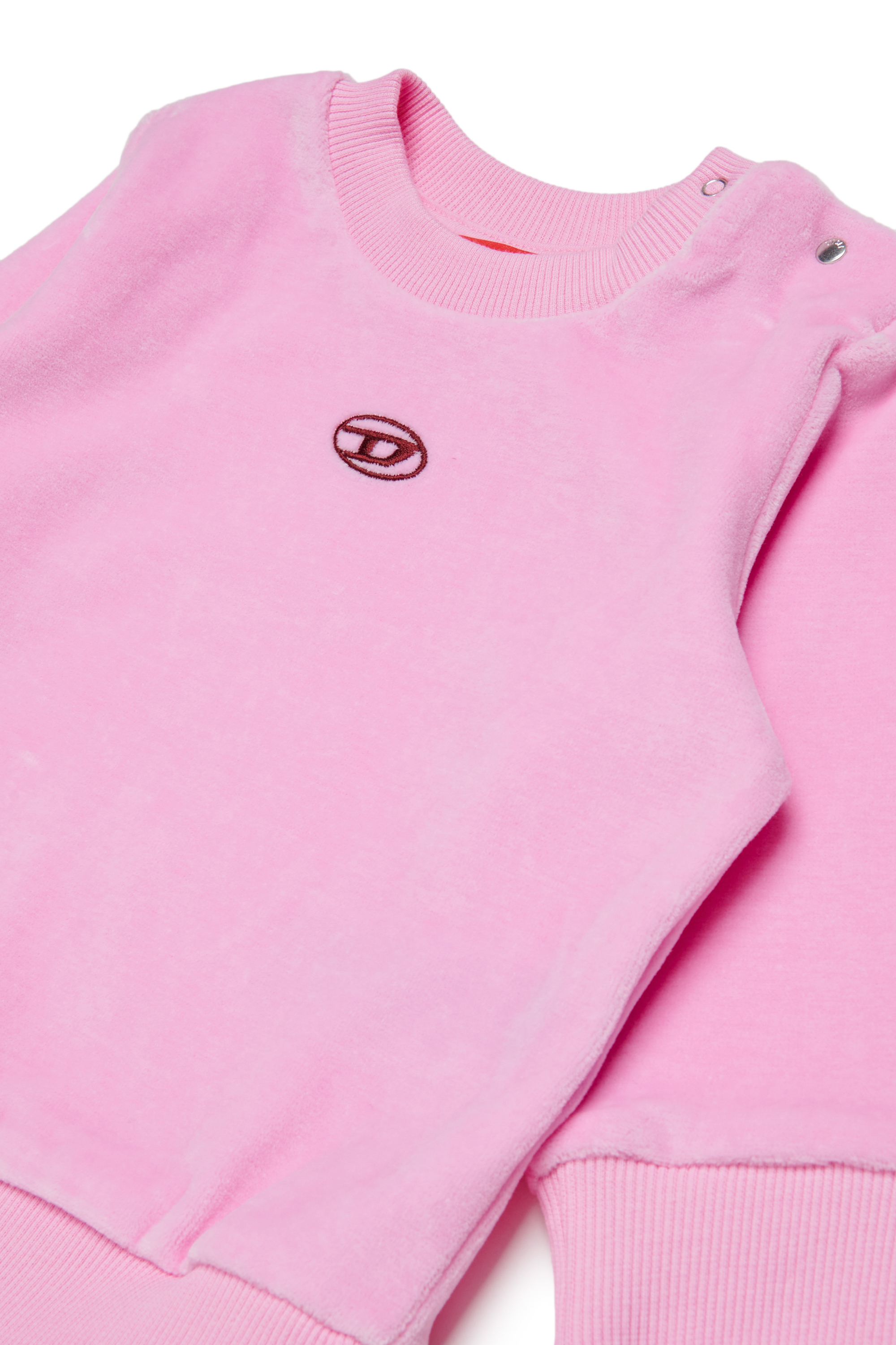 Diesel - SHENIB, Felpa in velluto con ricamo Oval D Uomo in Rosa - 3