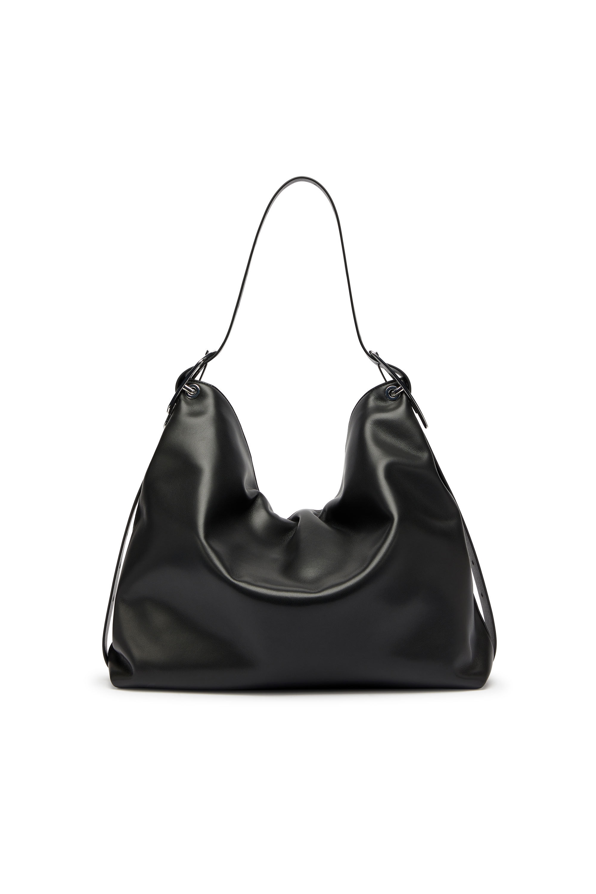 Diesel - D-LINE HOBO, D-Line-Borsa hobo in pelle Donna in Nero - 3