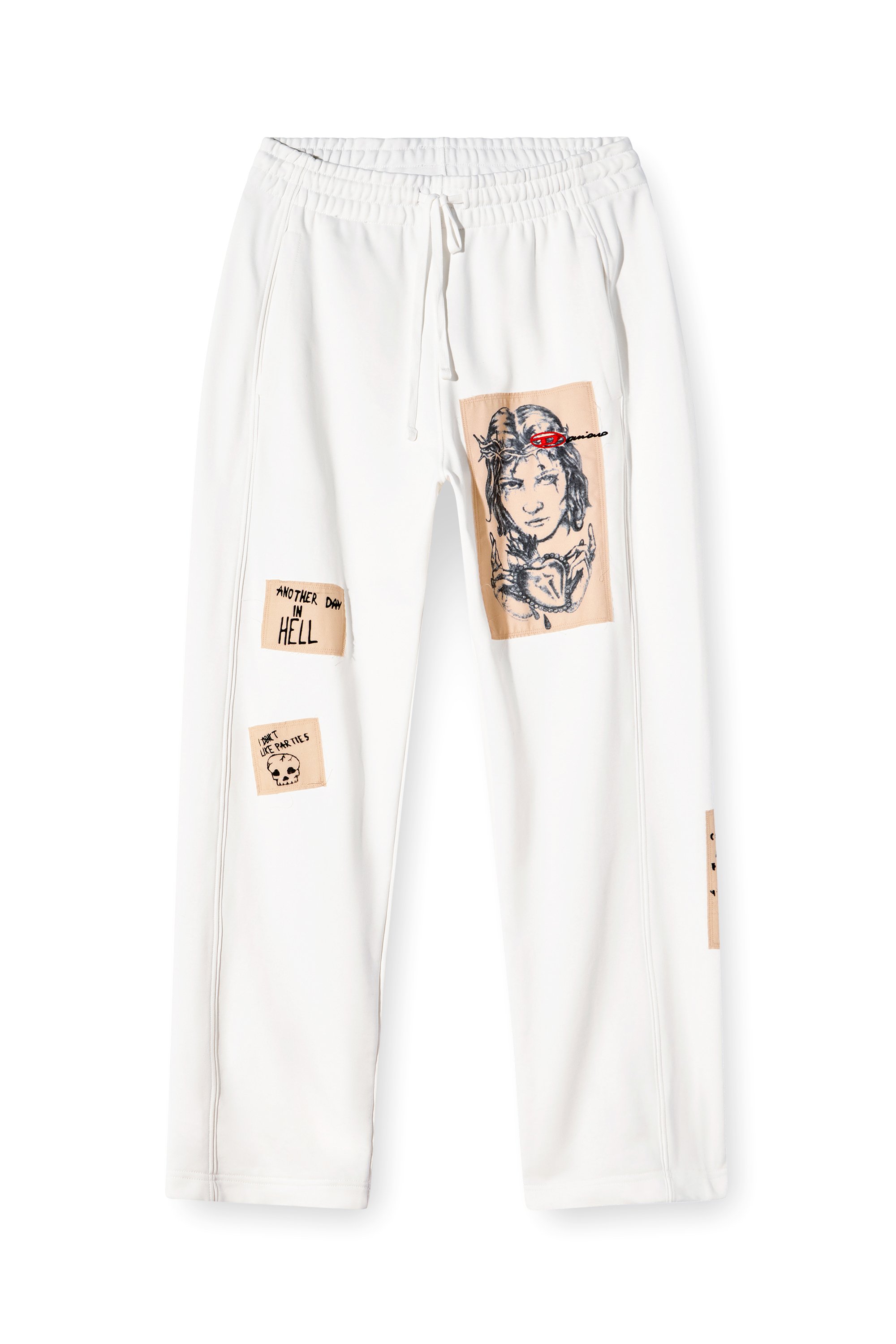 Diesel - P-MARTYANS-DD, Pantaloni tuta con patch tattoo Unisex in Bianco - 3