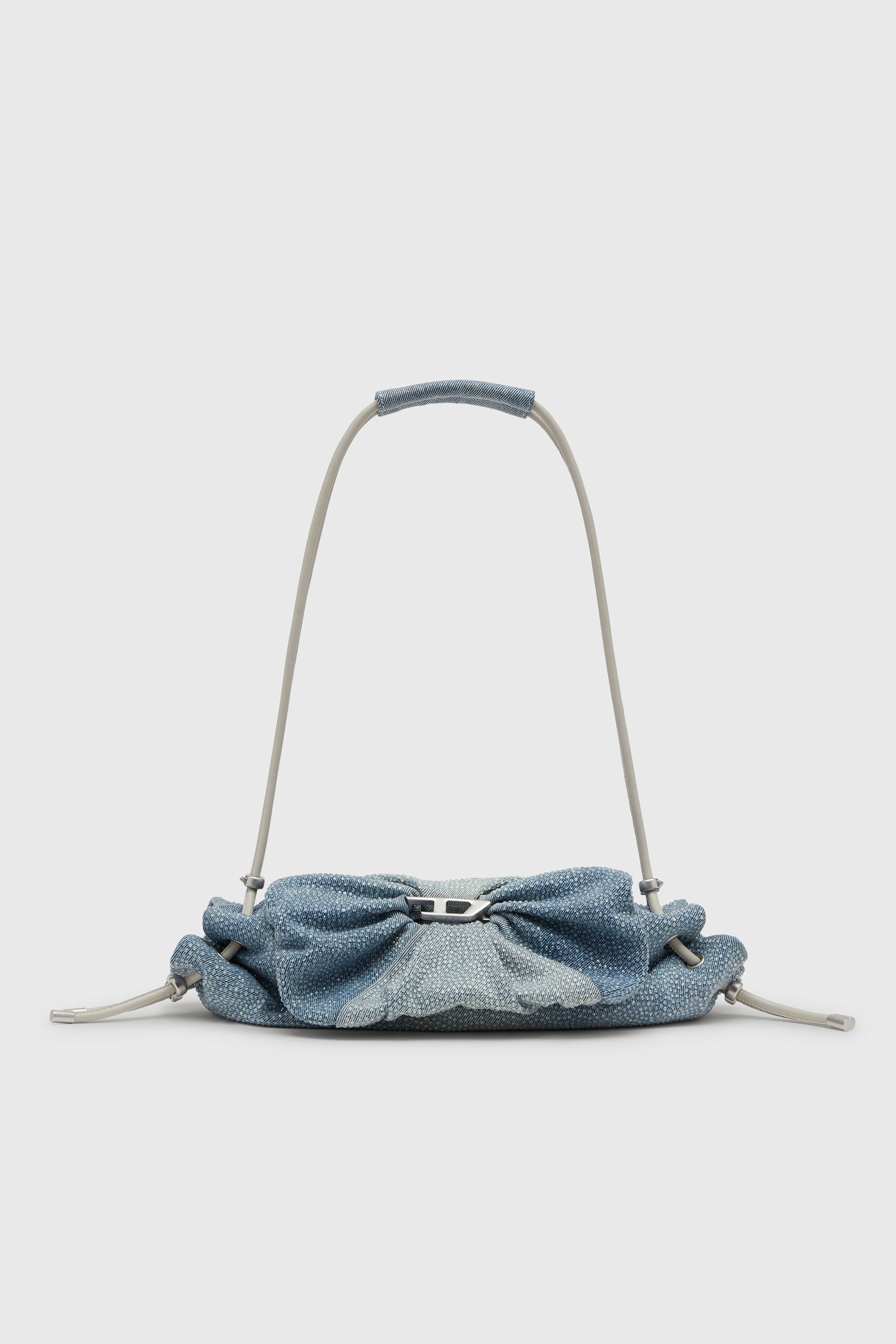 Diesel - SCRUNCH-D SHOULDER S, Scrunch-D - Borsa a spalla in denim con cristalli trasparenti Donna in Blu - 1