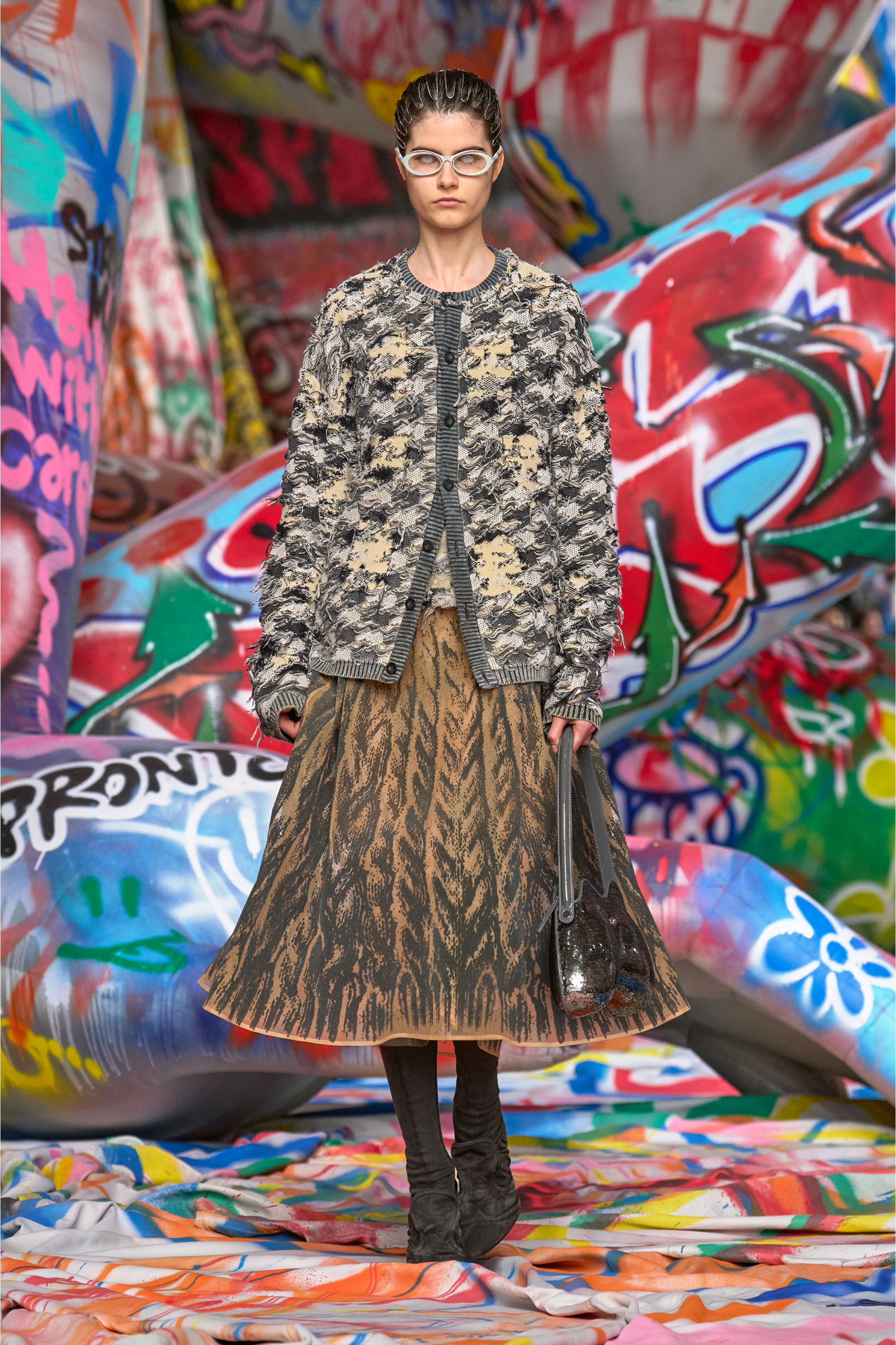 Diesel - K-VALBOR, Cardigan in jaquard dévoré con motivo a quadri Uomo in Multicolor - 3