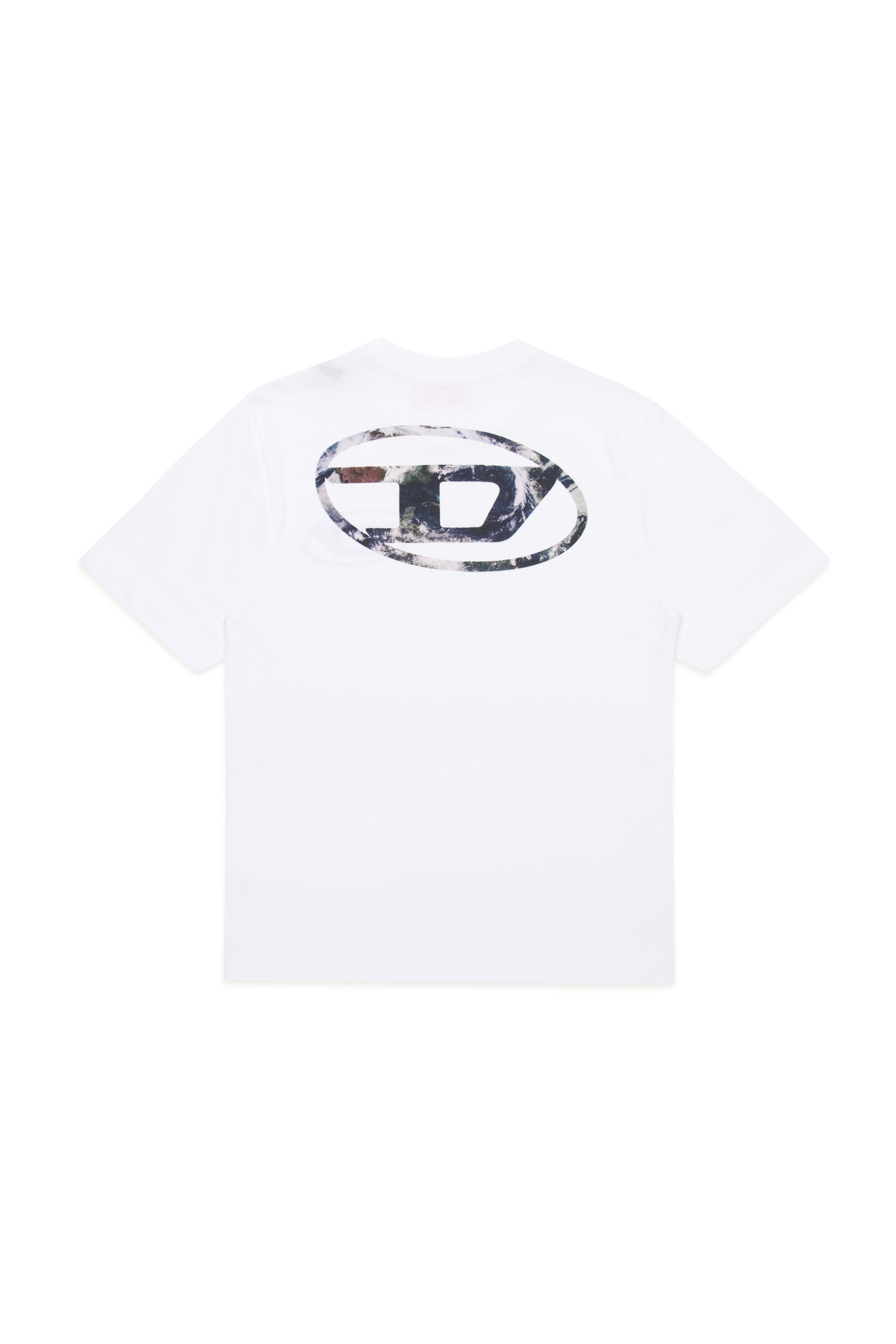 Diesel - TWASHL6 OVER, Uomo T-shirt con logo ovale effetto marmorizzato in Bianco - Image 2