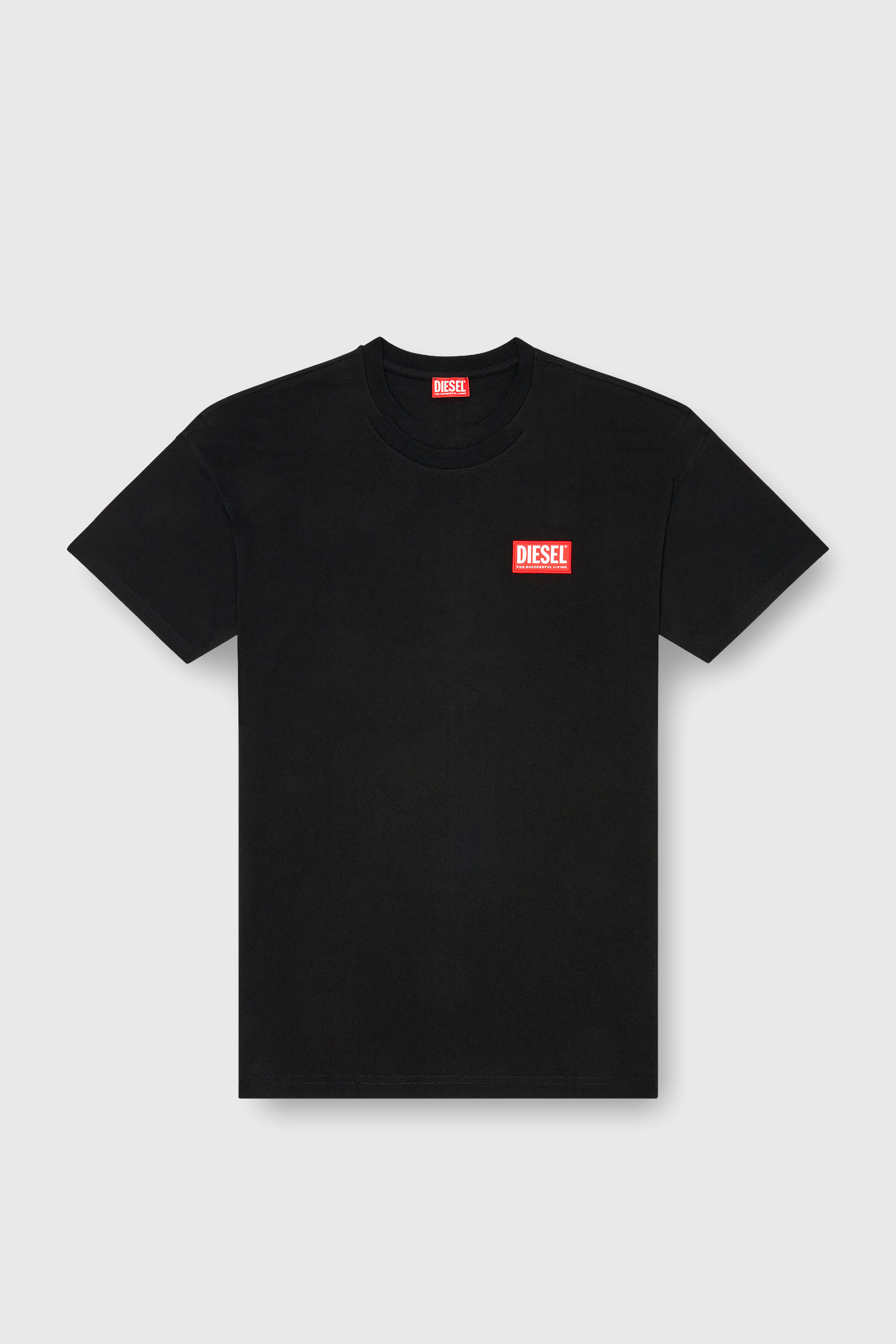 Diesel - T-BOXT-LAB, T-shirt con patch logo jacquard Uomo in Nero - 2