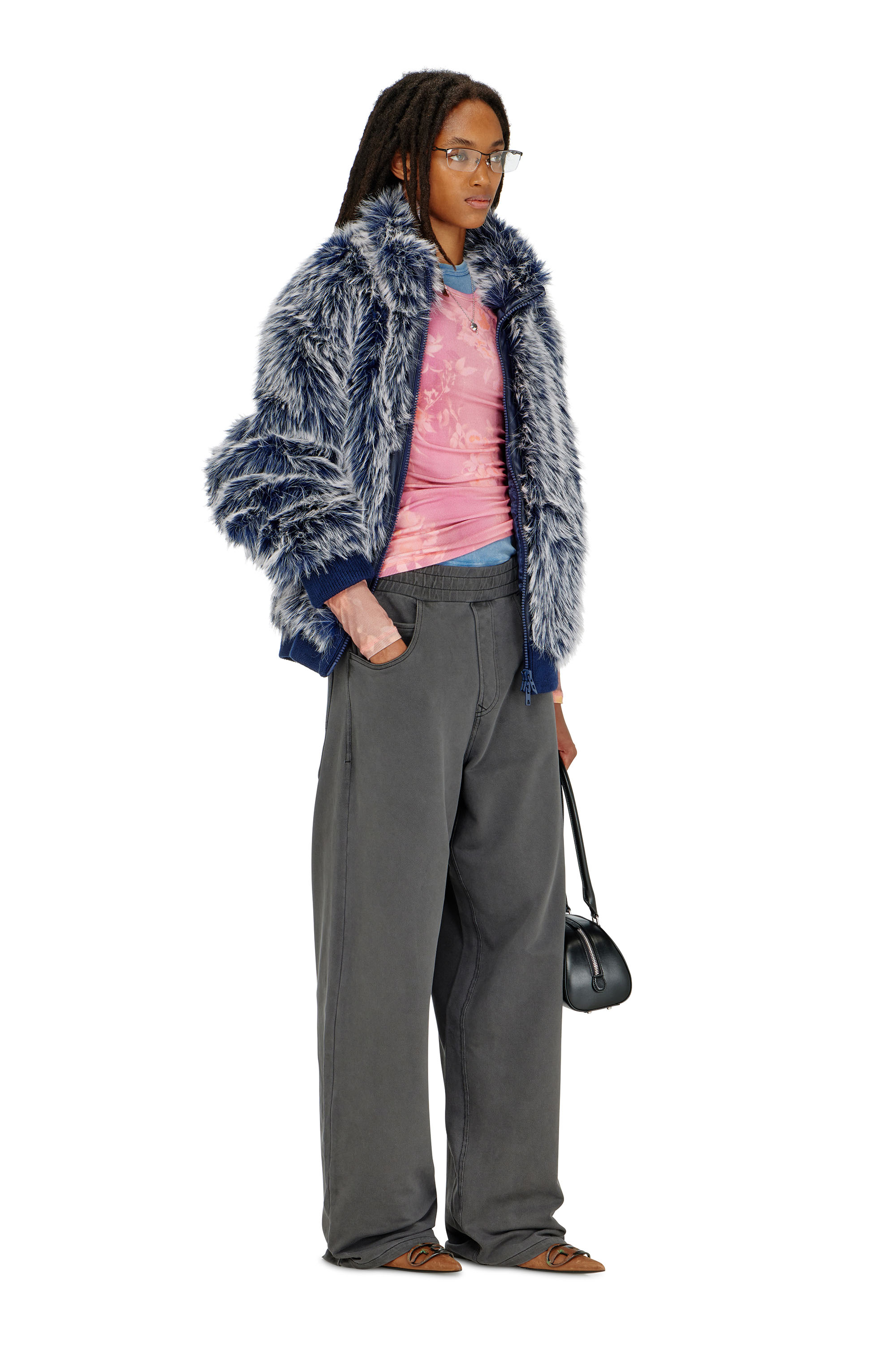 Diesel - T-MOKY-LS, Top in jersey a costine con stampa floreale Donna in ToBeDefined - 1